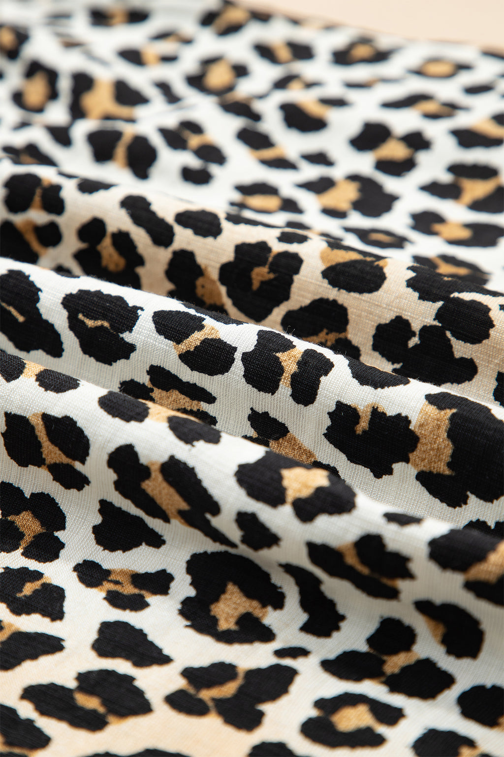 Women's Multicolour Half Buttons Short Sleeve Loose Leopard Mini Dress with Pockets at LivelyLooks