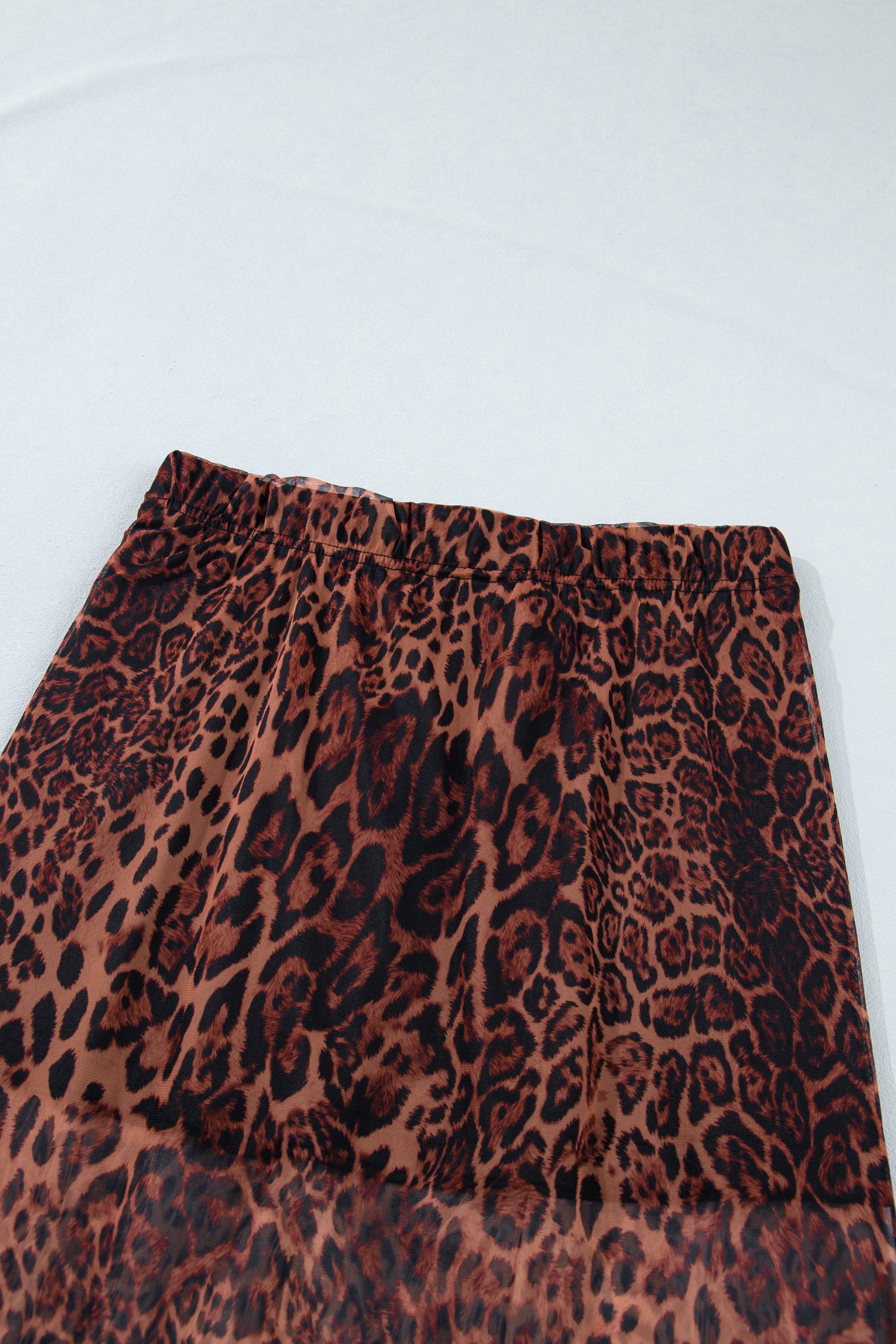 Brown Leopard Print Sheer Maxi Skirt | Sizes S-XL