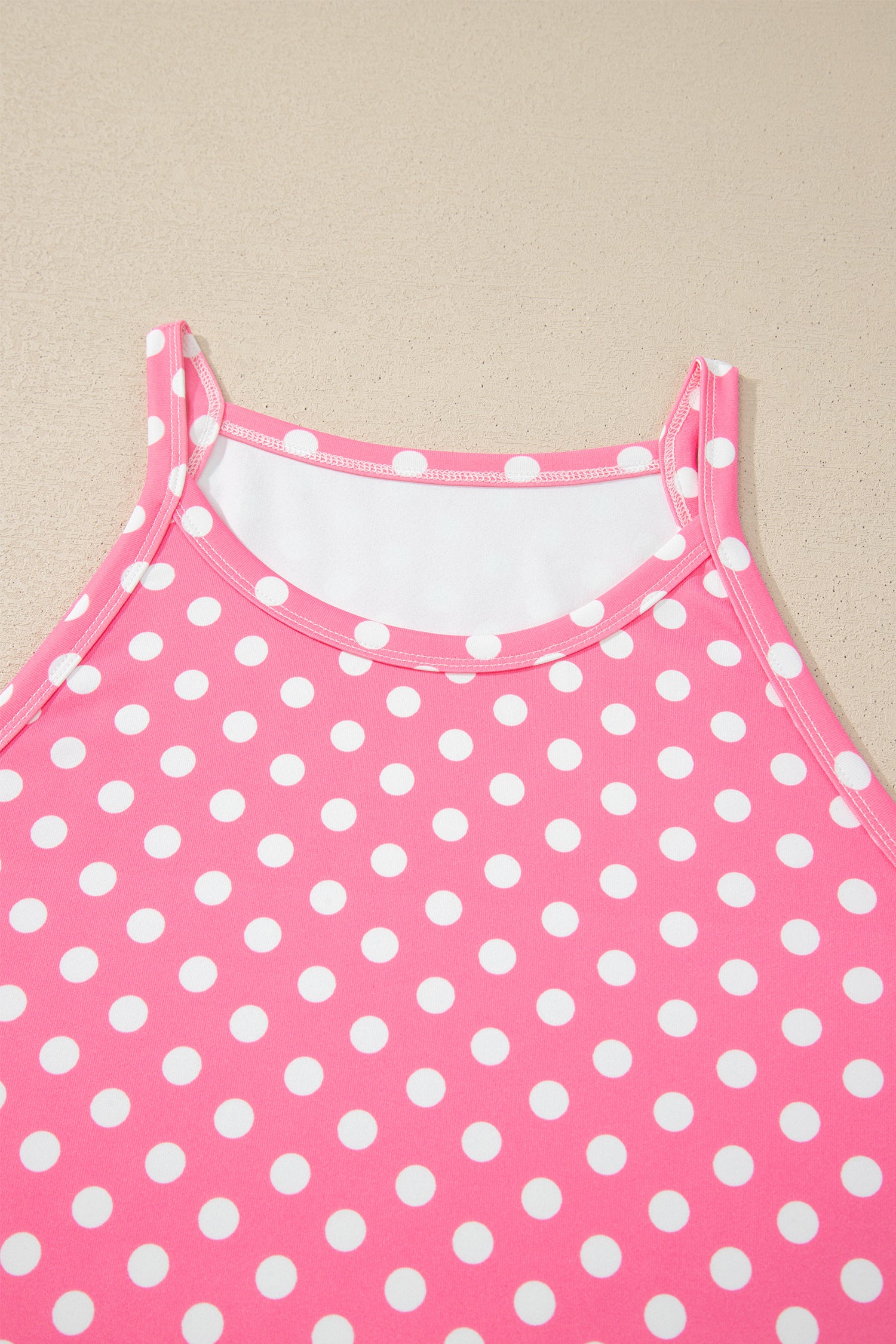 Polka Dot Halter Tank & Wide Leg Pants 2-Piece Set Blue & Pink