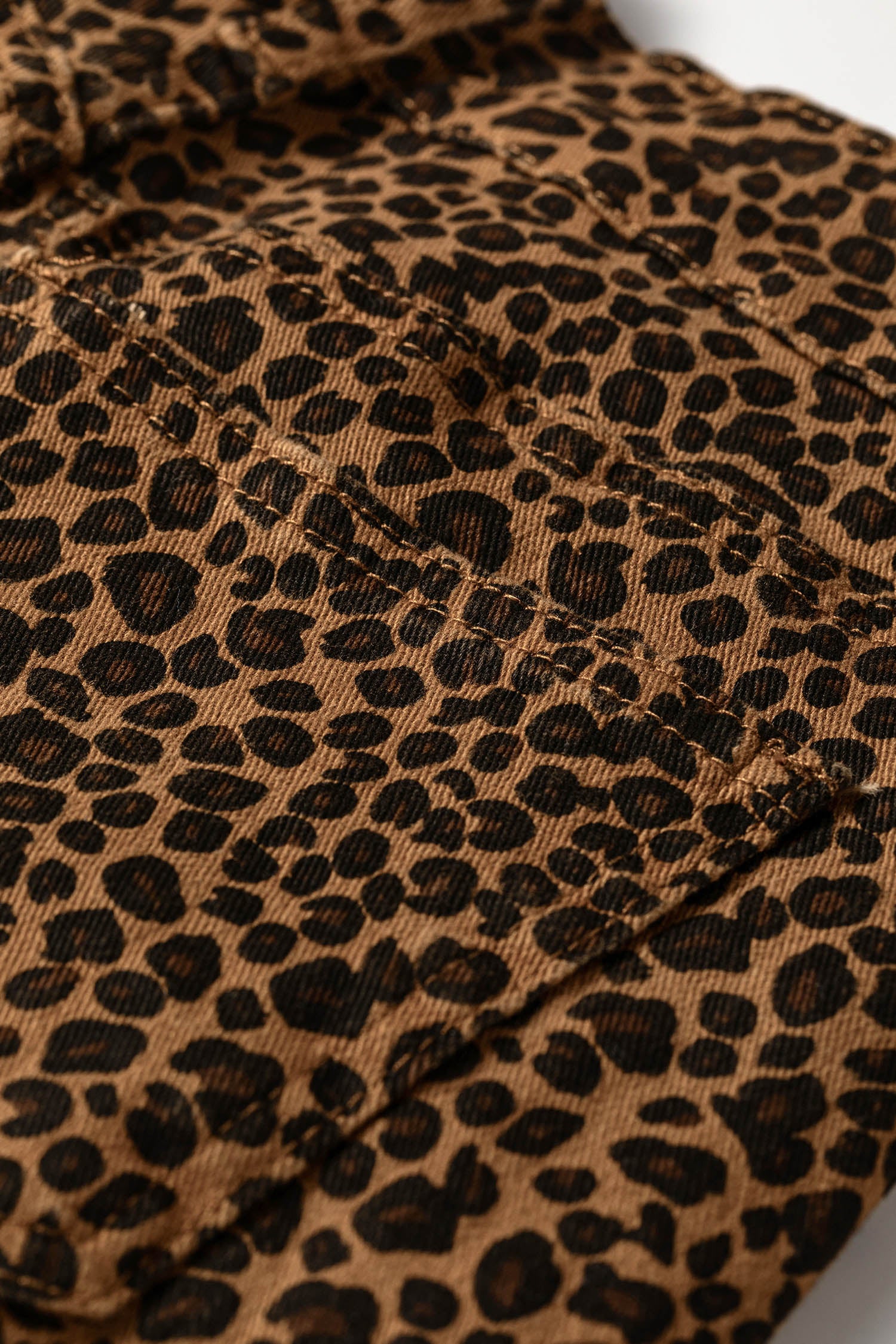 Brown Leopard Print Ruffled Hem Shift Jeans | UK 8–18