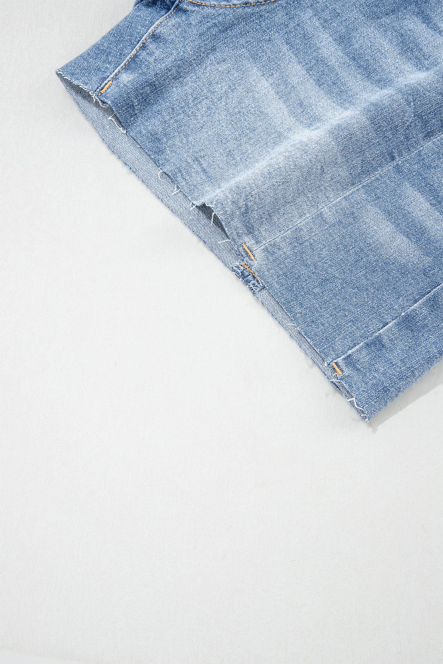 Women's Beau Blue Acid Wash Raw Hem Denim Shorts at LivelyLooks