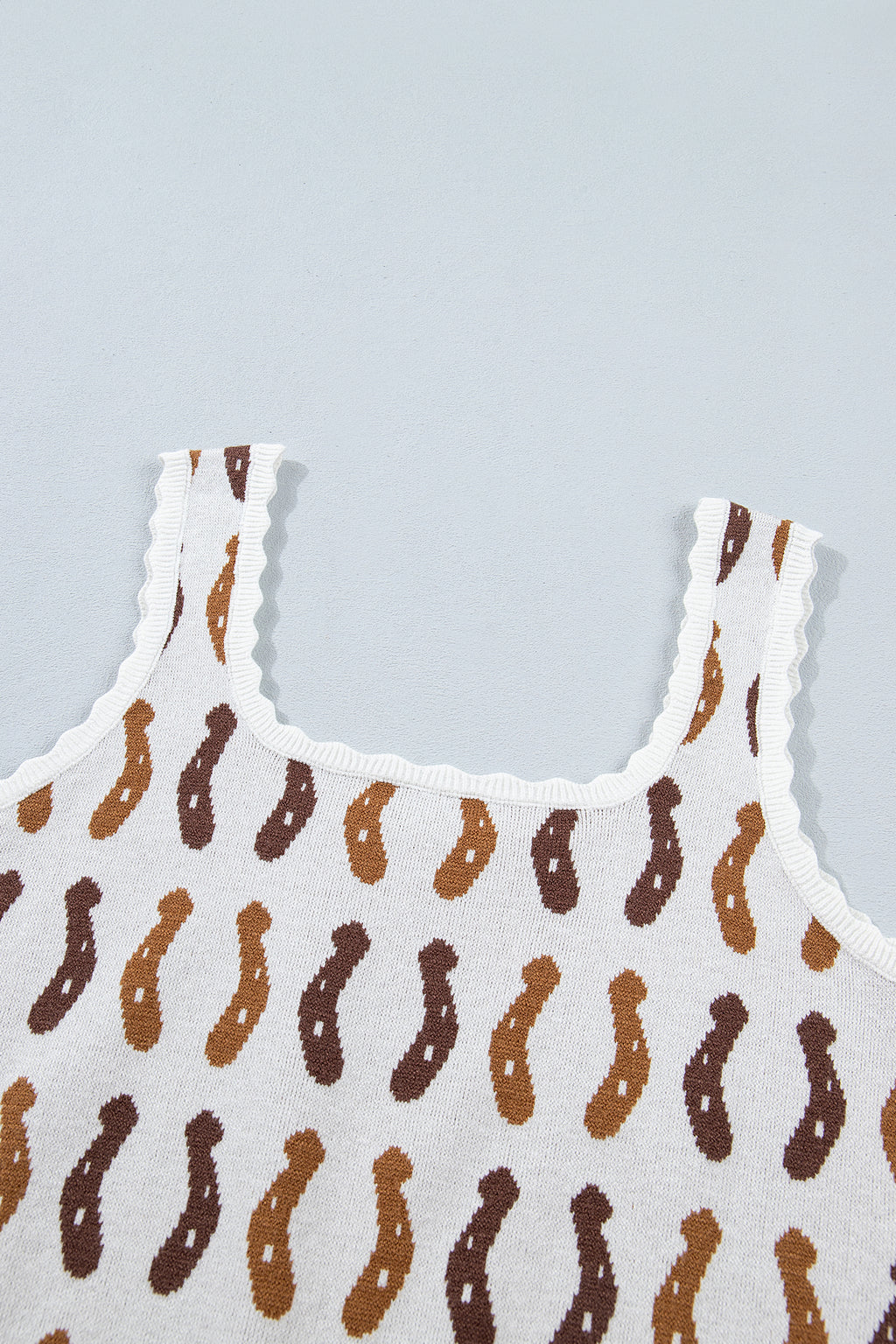 White Western Leopard Print Scalloped Neck Sweater Vest | UK 8-22