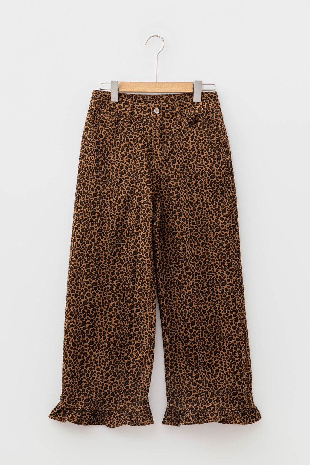 Brown Leopard Print Ruffled Hem Shift Jeans | UK 8–18
