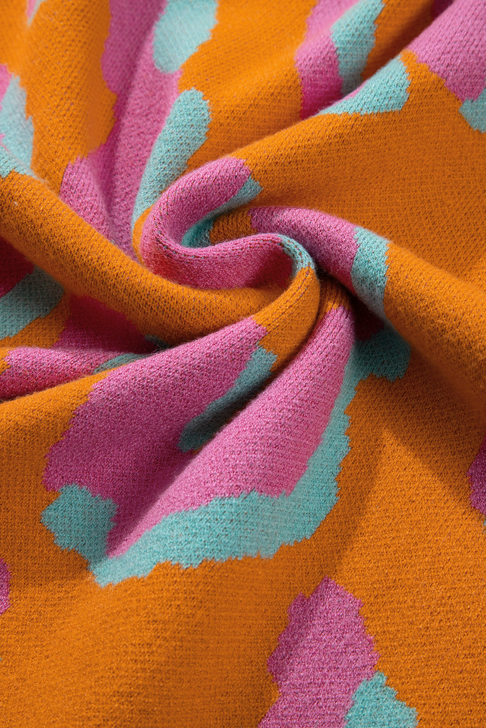 Orange Leopard Colourblock Ribbed Edge Sweater