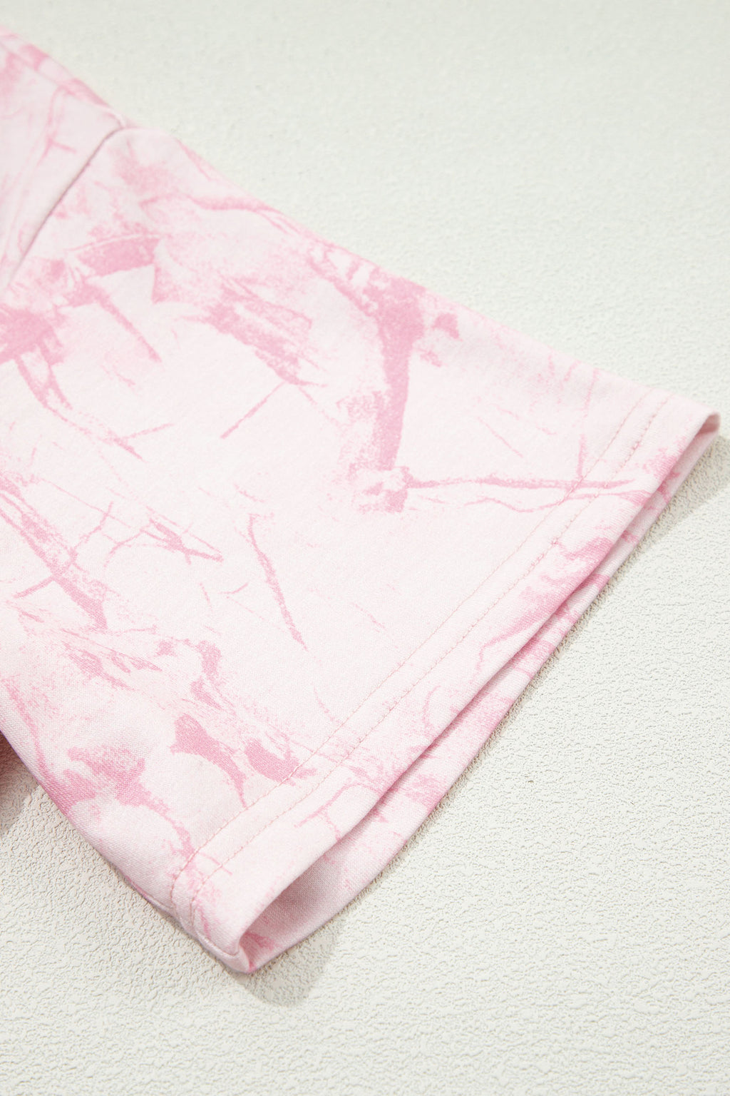 Abstract Print V-Neck Loose Tee & Drawstring Shorts Co-ord | Khaki & Pink