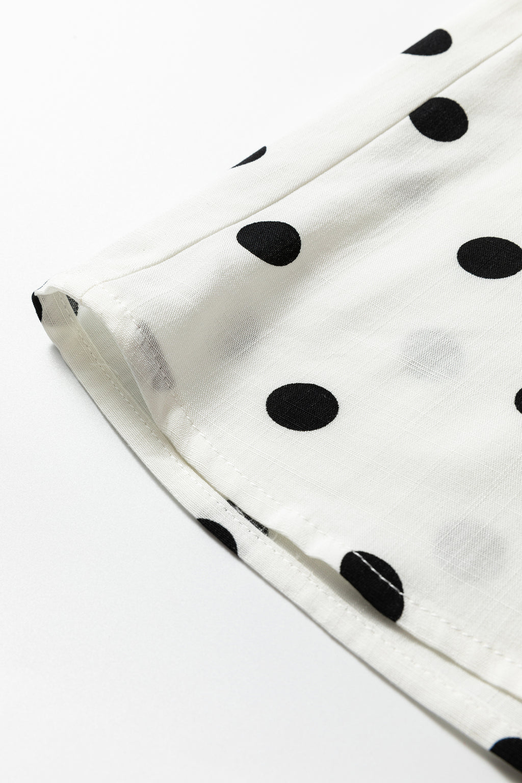 White Polka Dot Contrast Piping Elegant Women's Shirt
