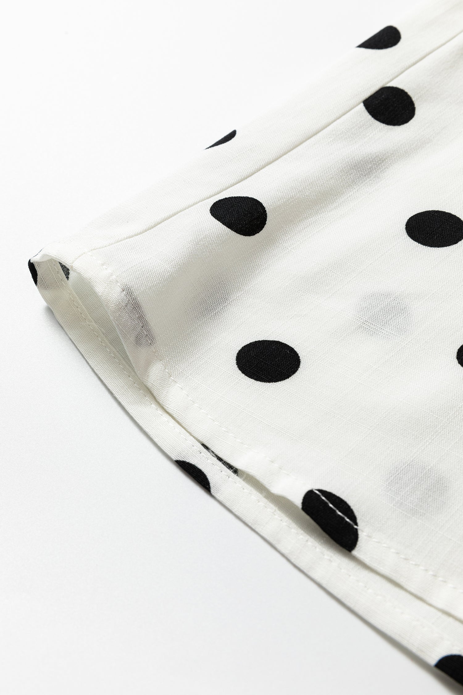 White Polka Dot Contrast Piping Elegant Women's Shirt