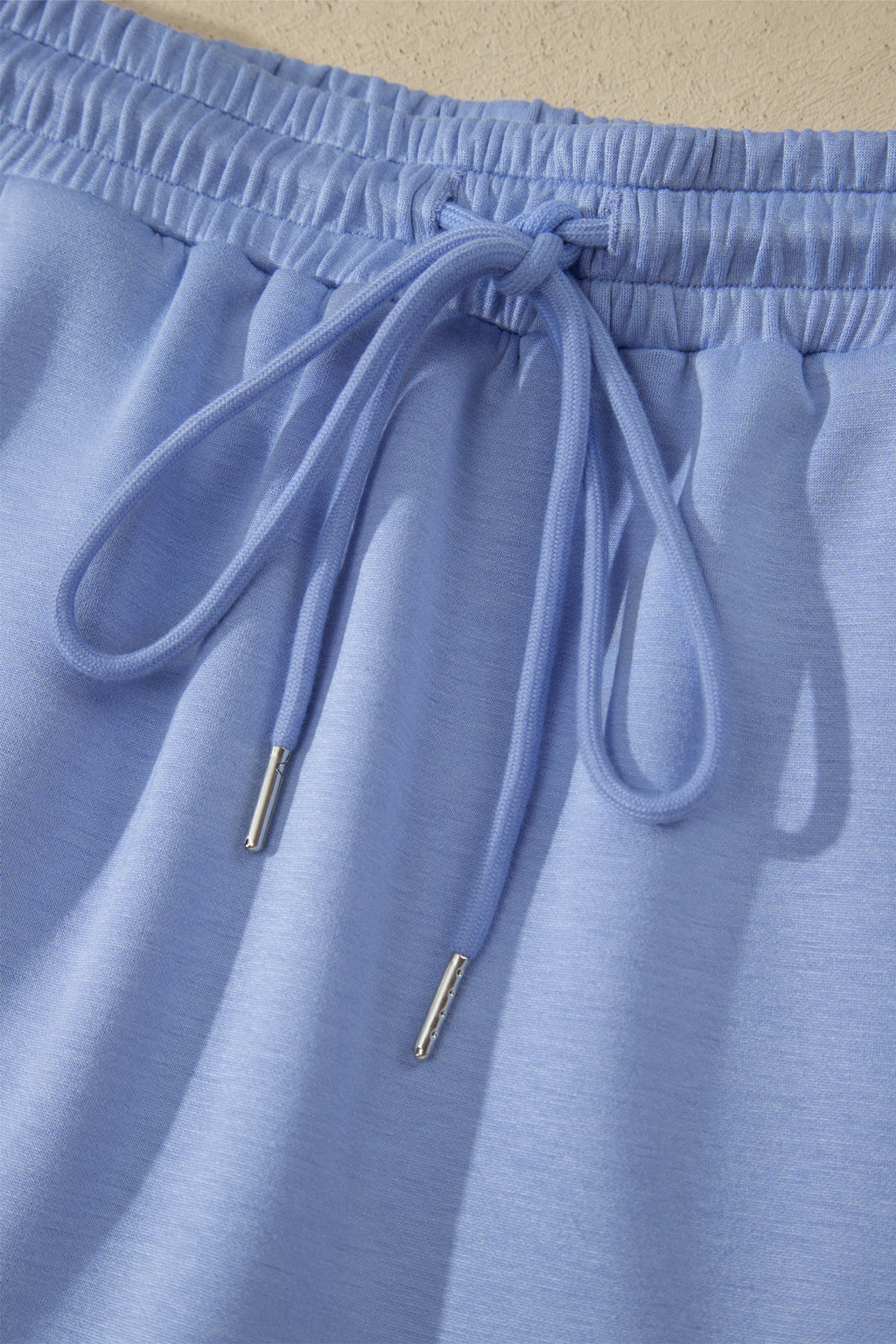 Preppy Striped Trim V-Neck Polo Tee & Drawstring Skirt Set – Sky Blue & Black