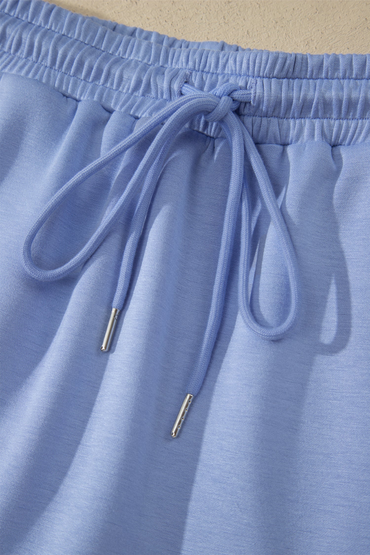 Preppy Striped Trim V-Neck Polo Tee & Drawstring Skirt Set – Sky Blue & Black