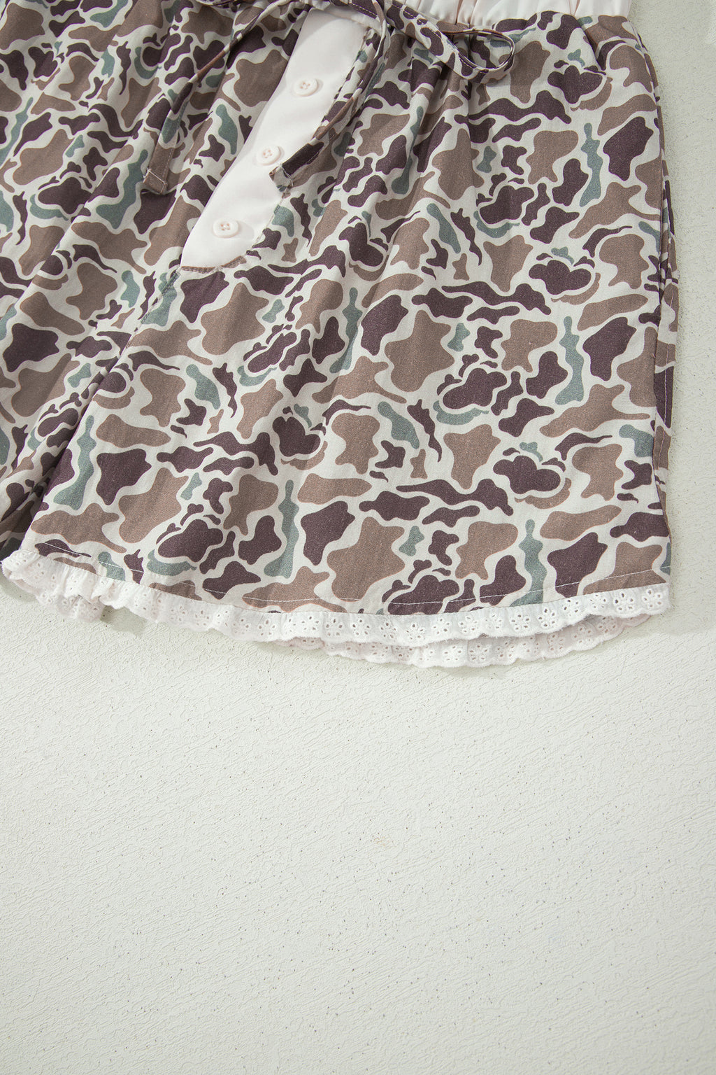 Khaki Camo Ruffle Boxer Shorts | Lace Trim | S-XL