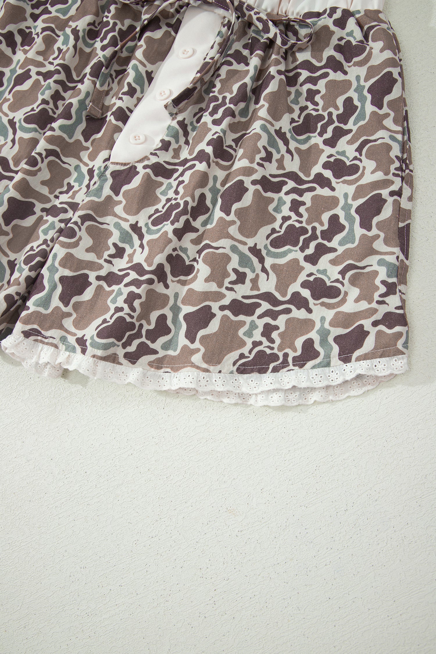 Khaki Camo Ruffle Boxer Shorts | Lace Trim | S-XL