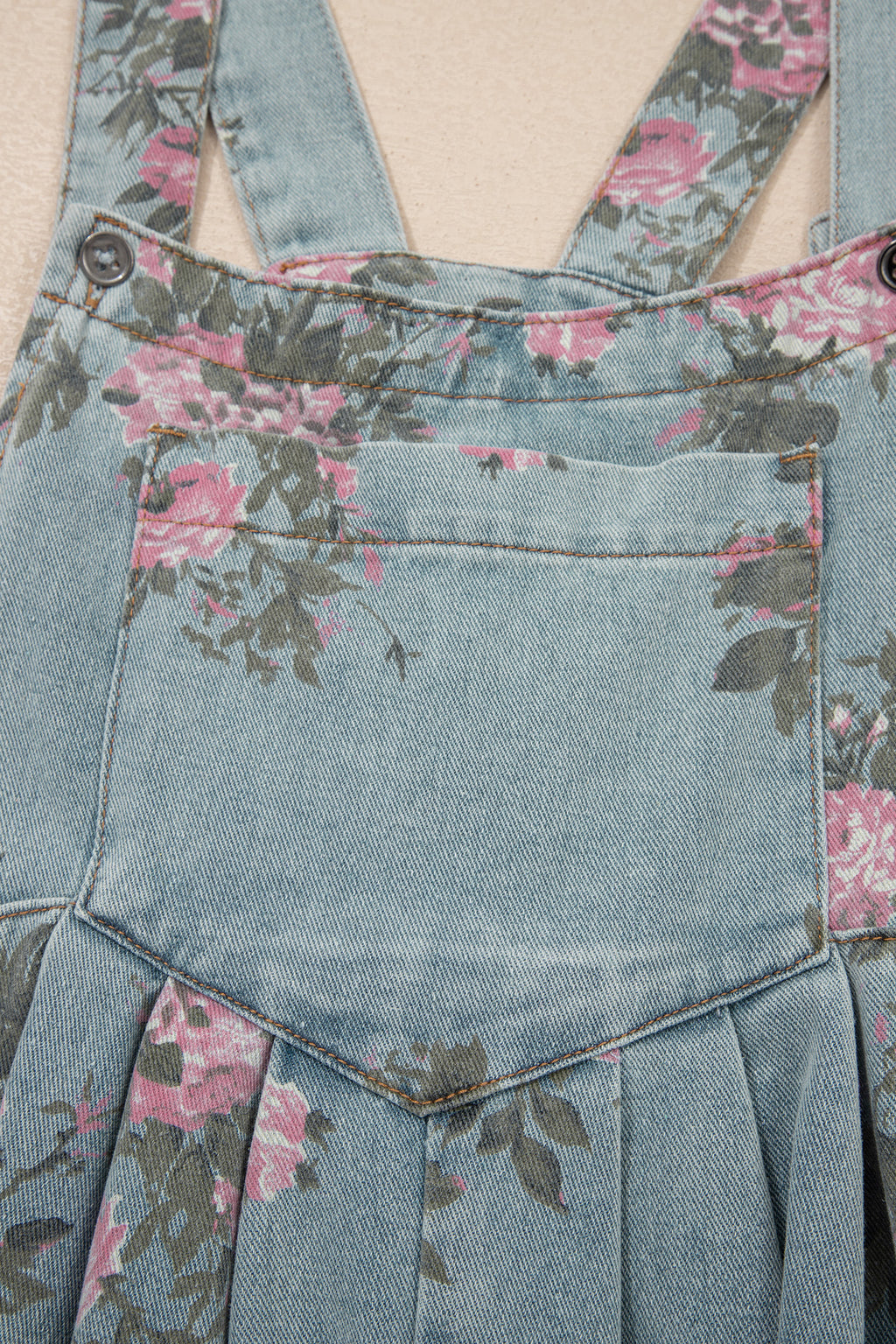 LivelyLooks Floral Print Pleated High Waist Wide Leg Denim Jumpsuit | S-XL women's fashion