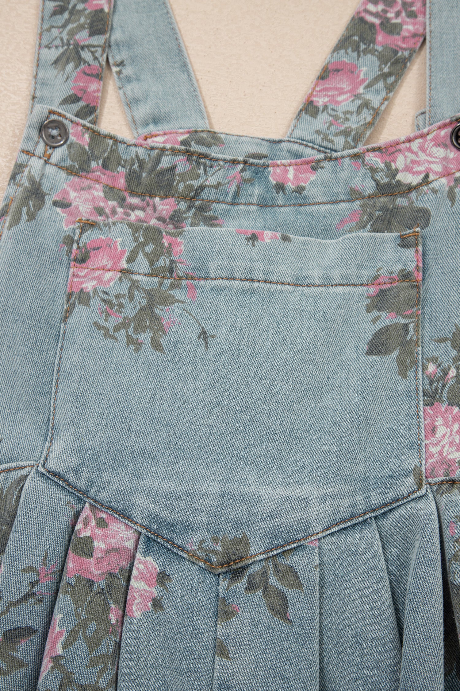 LivelyLooks Floral Print Pleated High Waist Wide Leg Denim Jumpsuit | S-XL women's fashion