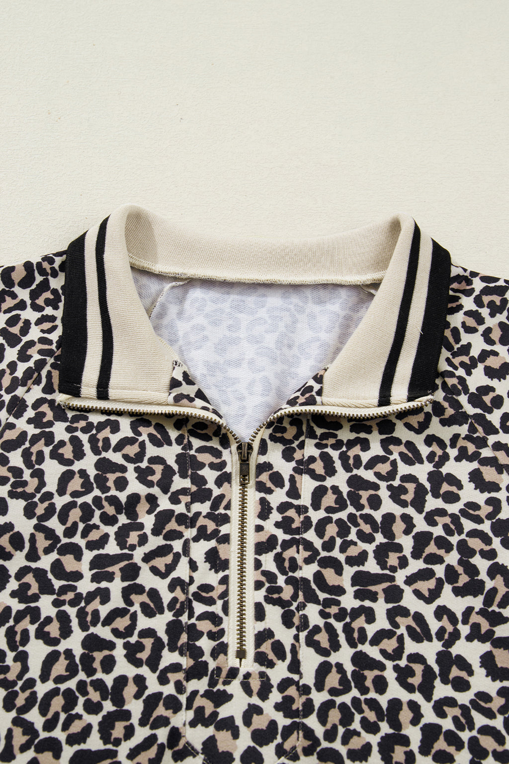 Women's Khaki Leopard Print Zip Neck Patchwork Mini Dress at LivelyLooks