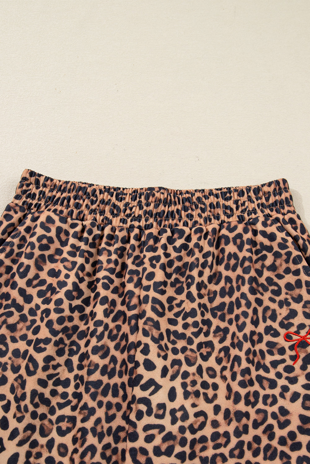 Khaki Leopard Pullover & Pants Set with Bow Embroidery | UK 8–22