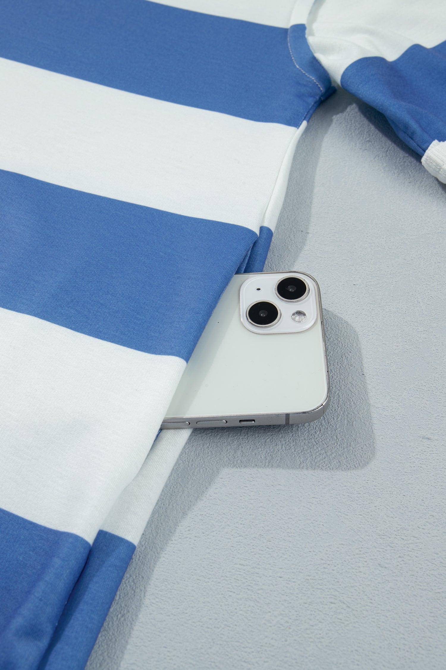 Women's Blue Stripe Raw Seam Shoulder Casual T-Shirt Mini Dress Short Sleeve S-XL at LivelyLooks