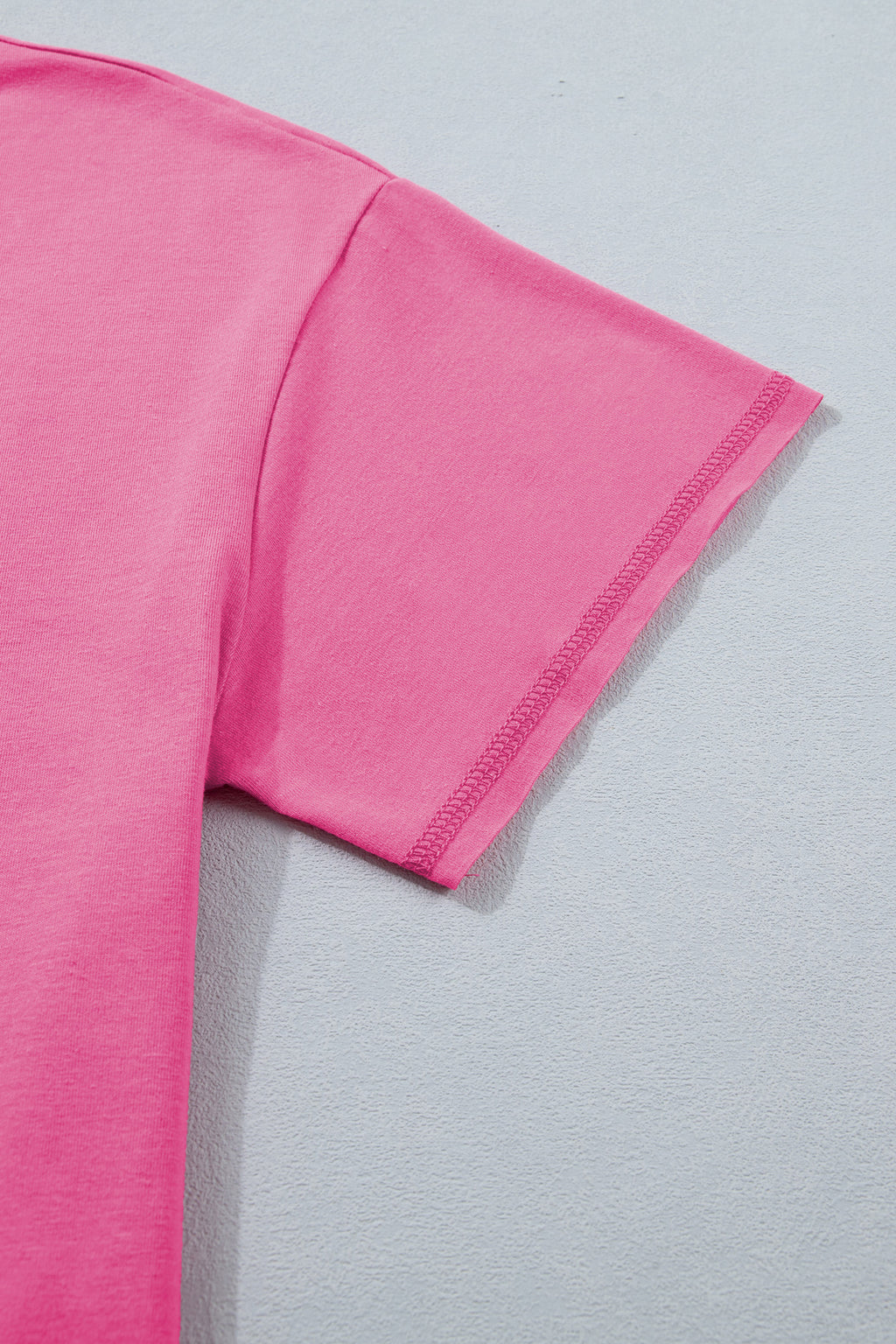 Bright Pink Seam Detail Raw Edge Tee & Rainbow Waistband Shorts Co-ord Set