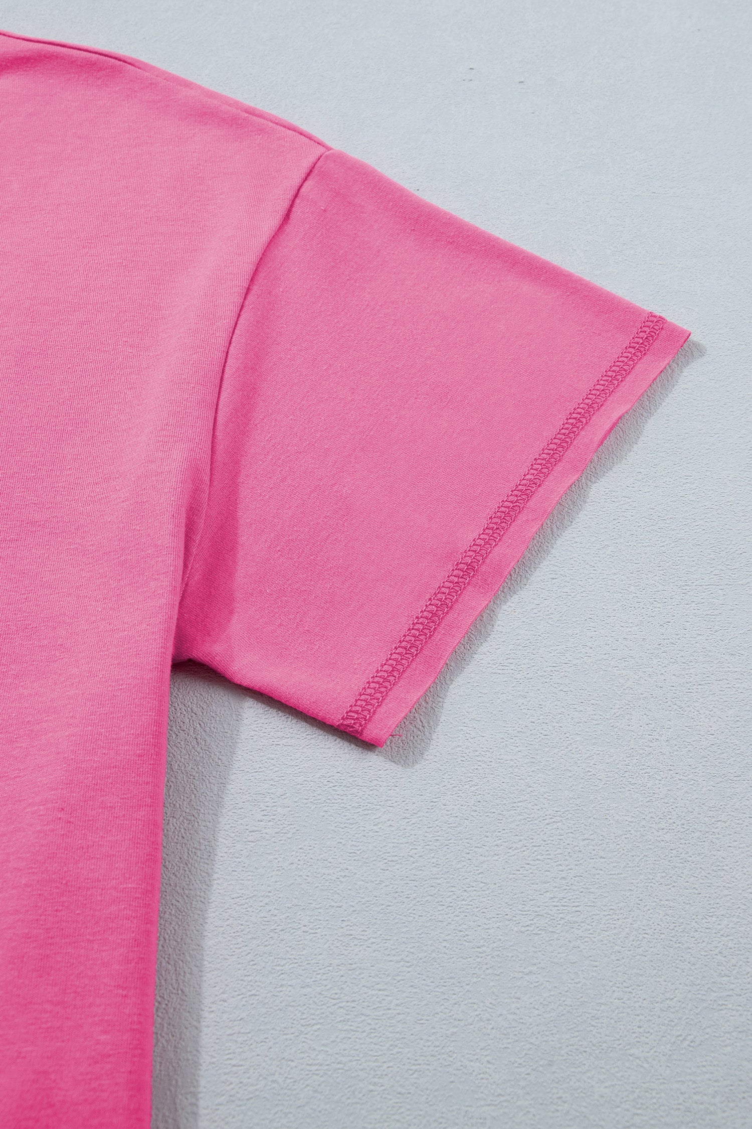Bright Pink Seam Detail Raw Edge Tee & Rainbow Waistband Shorts Co-ord Set
