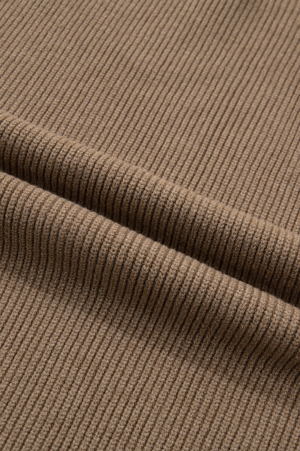 Women's Light French Beige Solid Color Ribbed Knit Mock Neck Loose Sleeveless Sweater at LivelyLooks