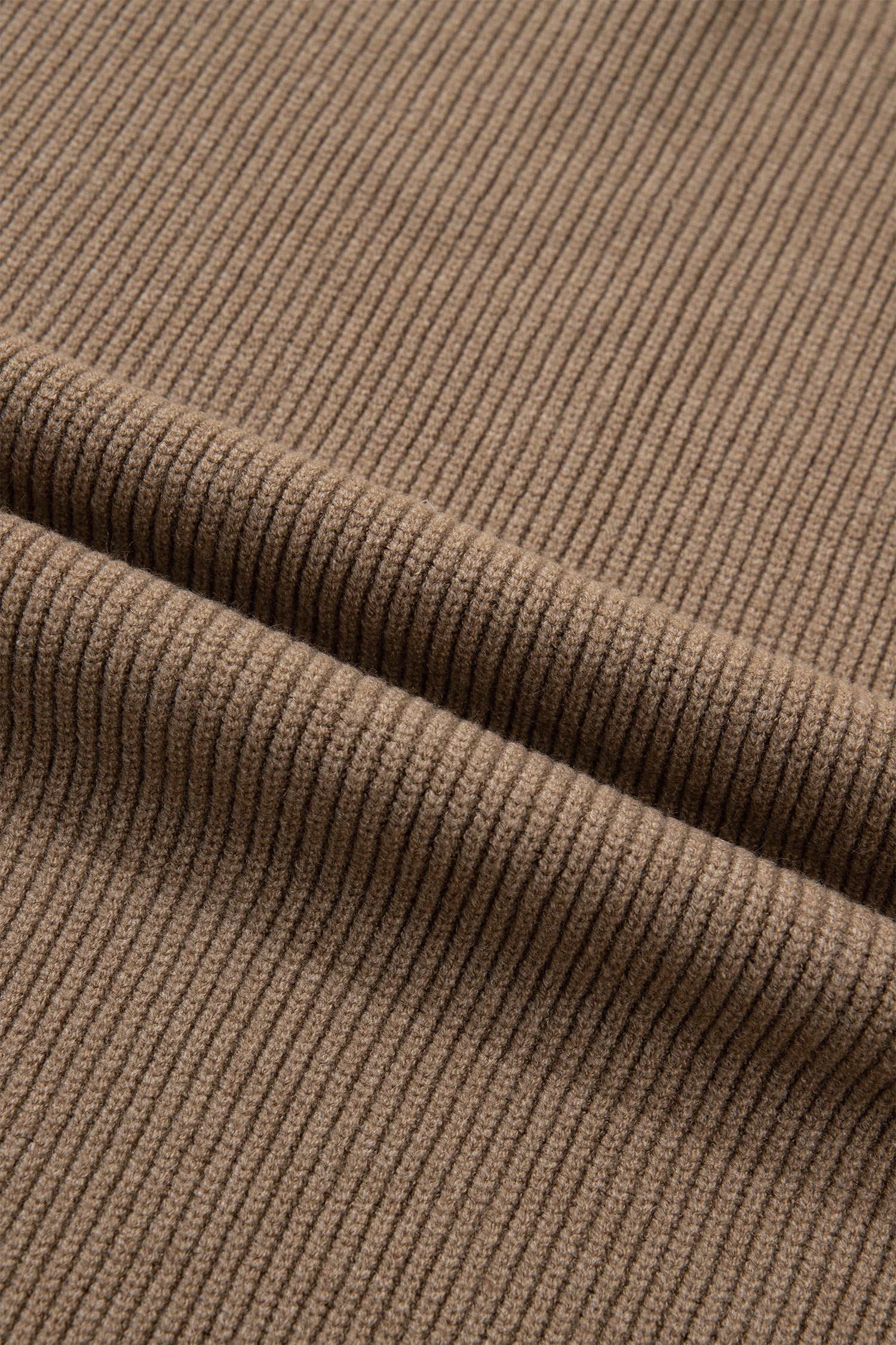 Women's Light French Beige Solid Color Ribbed Knit Mock Neck Loose Sleeveless Sweater at LivelyLooks