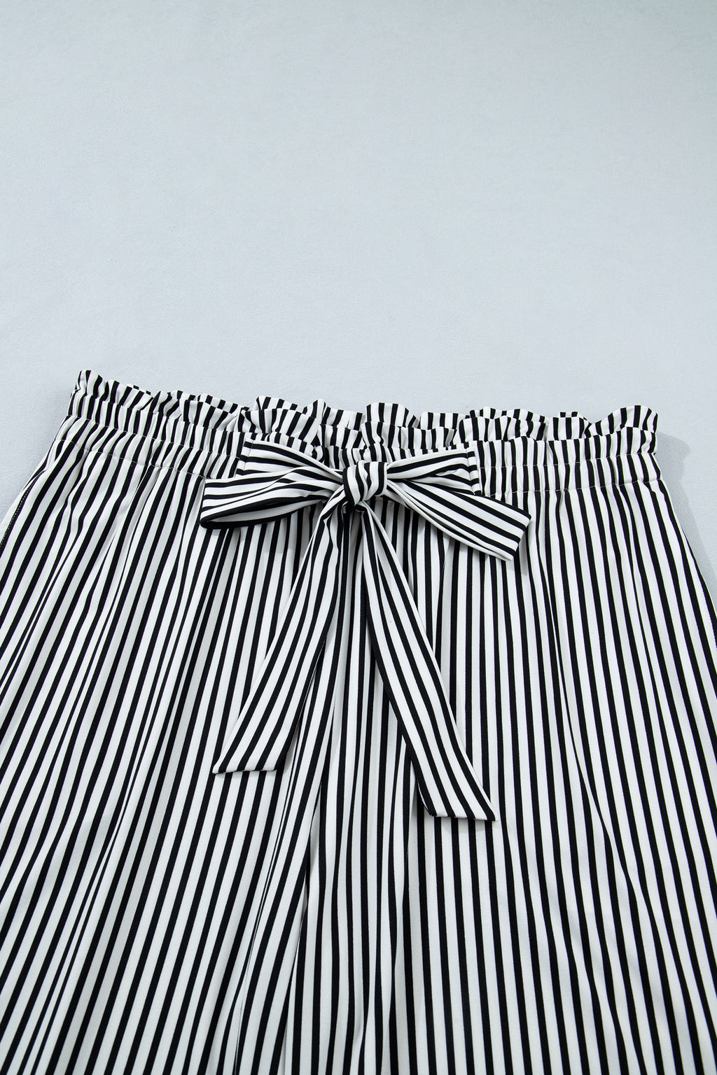 Women's Black Stripe Plus Size Loose Straight Casual Trousers at LivelyLooks
