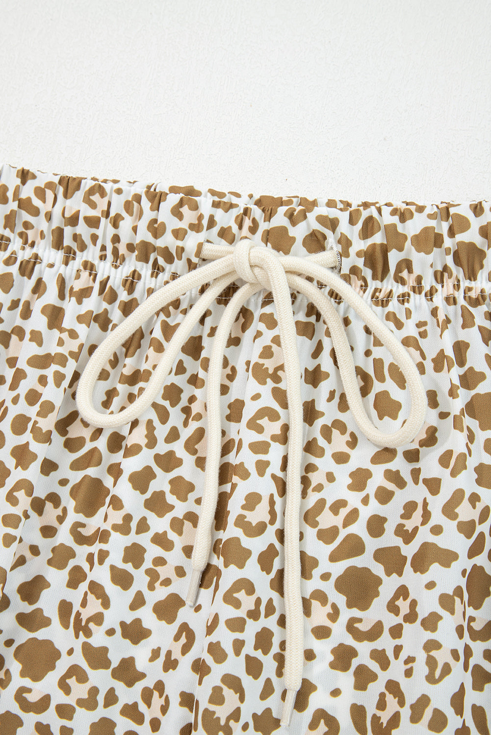 Leopard Print Drawstring Elastic Waist Loose Trousers | Brown & Khaki