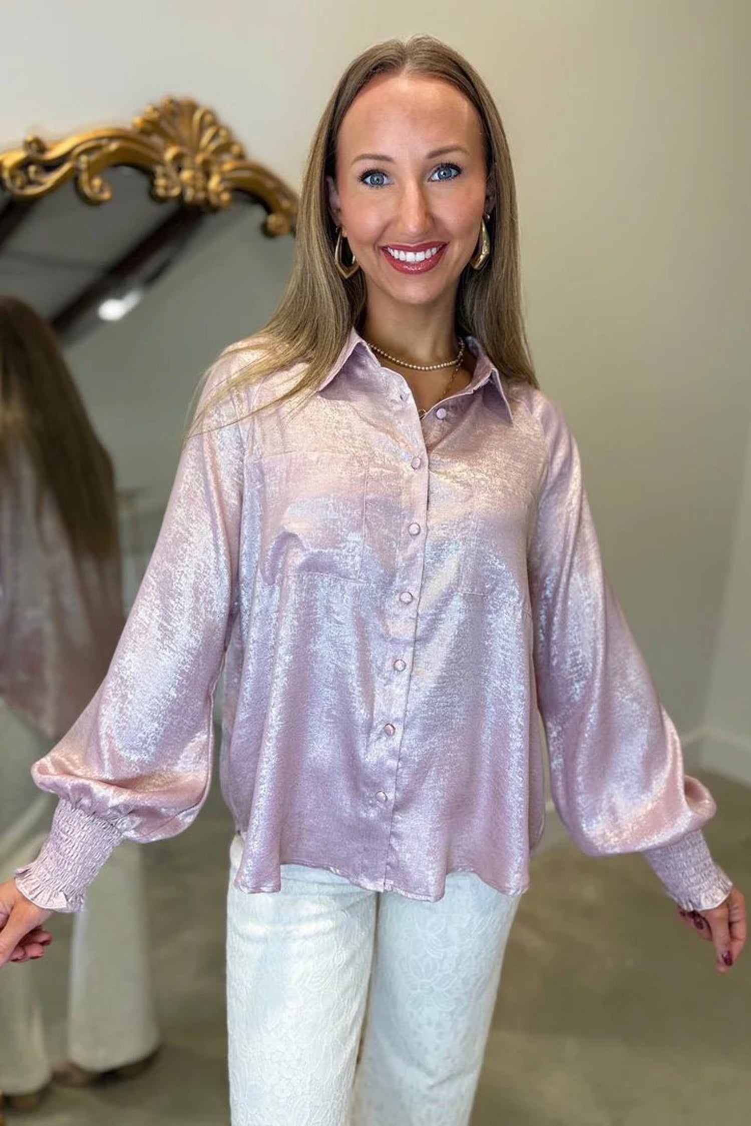Delicacy Long Sleeve Button Front Ruffle Cuff Back Panel Shirt | UK 8–22