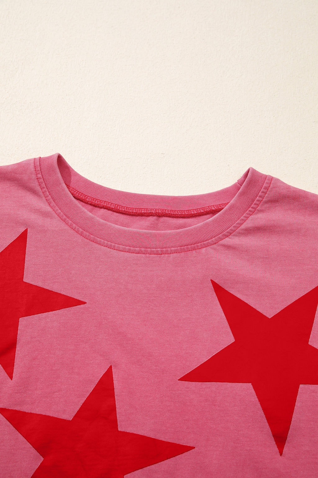 Shop Red Independence Day Star Printed Mineral Wash T Shirt at LivelyLooks
