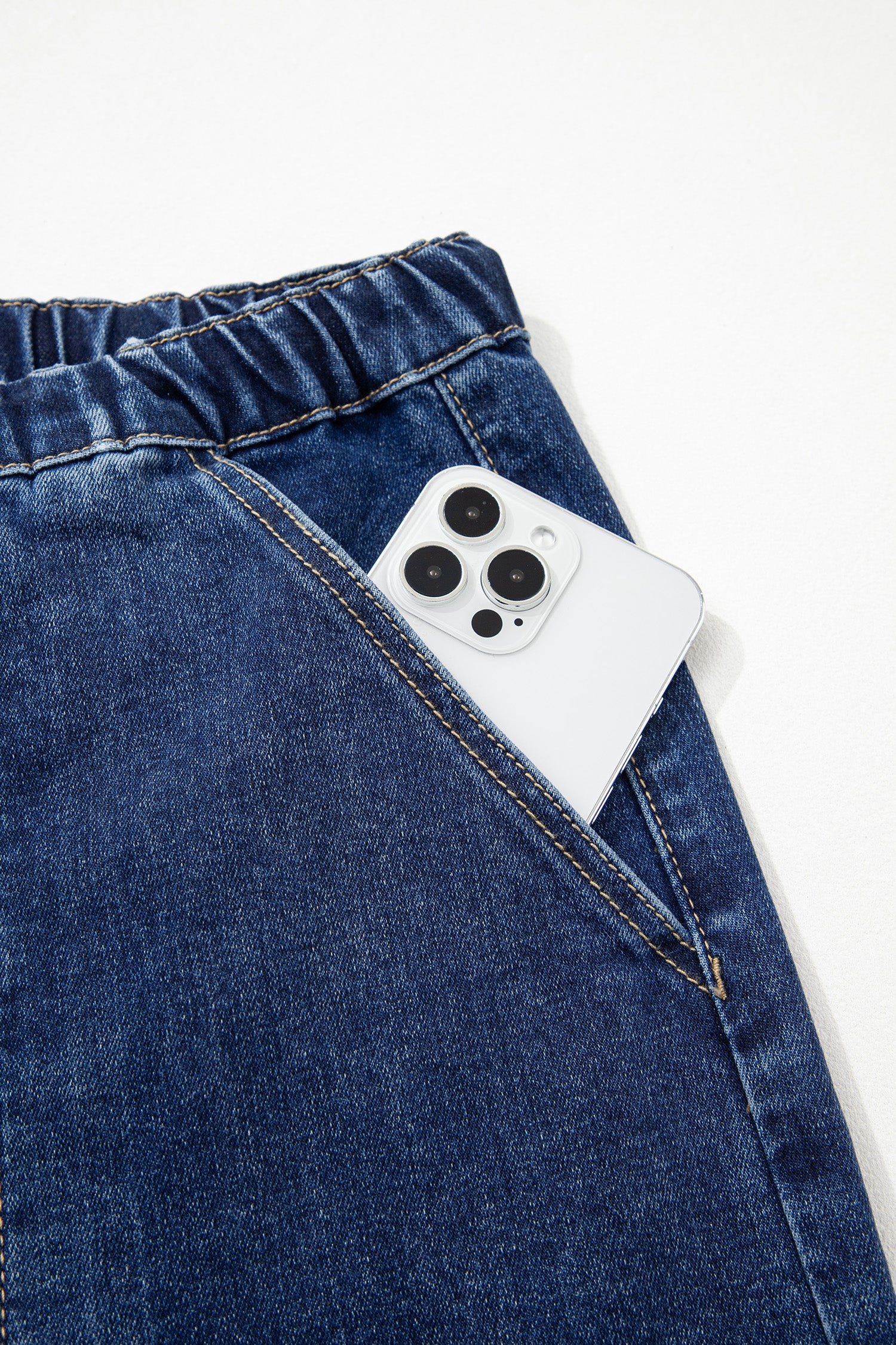 Shop Drawstring Seam Detail Raw Hem Wide Leg Denim Jeans UK 8-22 at LivelyLooks