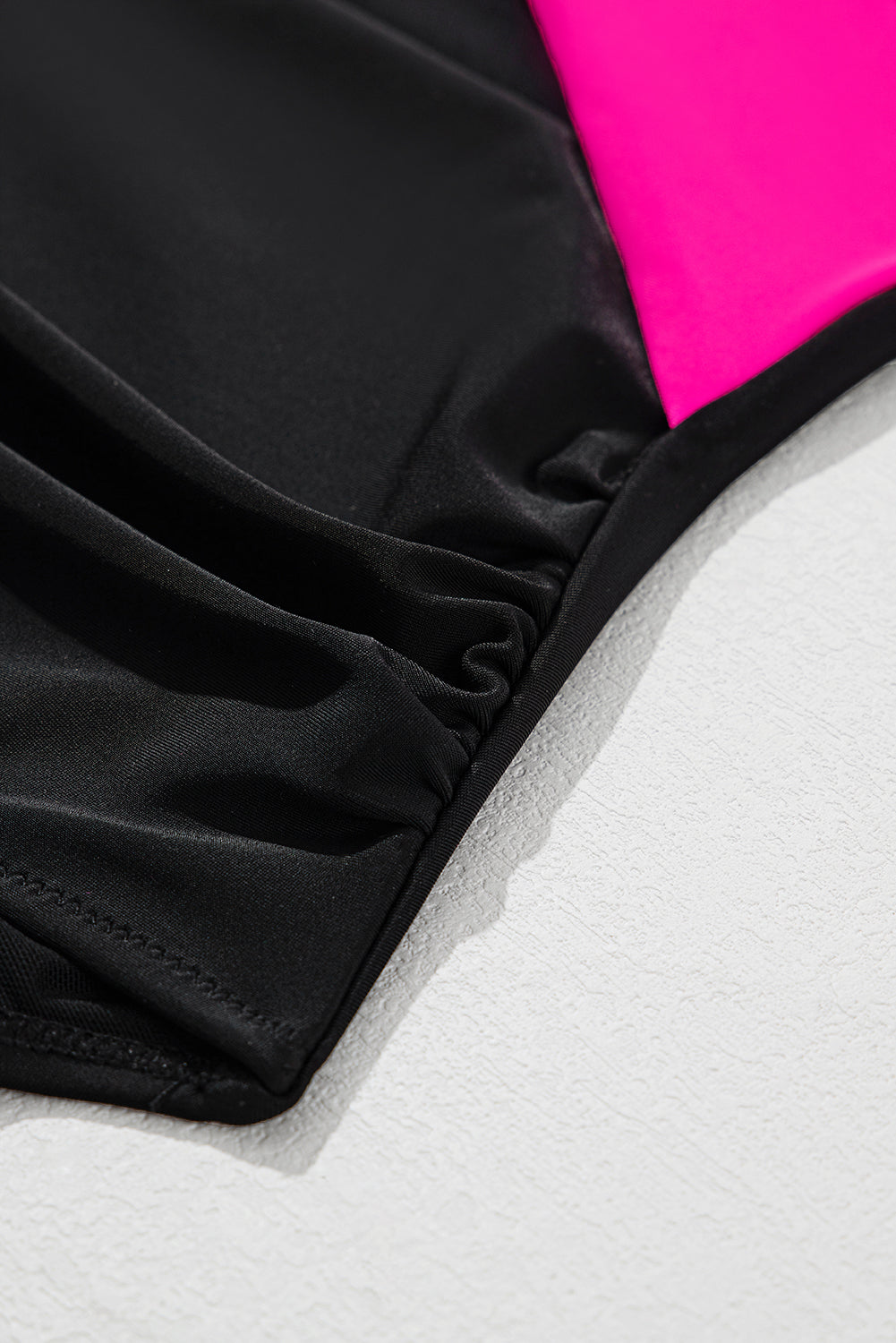 Pink Crossover Colour Block Cutout Monokini Swimsuit | UK 8-22