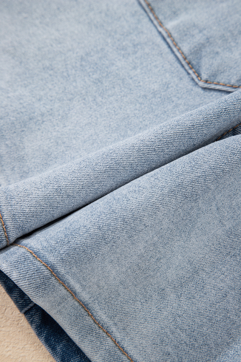 Shop Beau Blue Light Wash High Rise Denim Shorts UK 8-20 at LivelyLooks