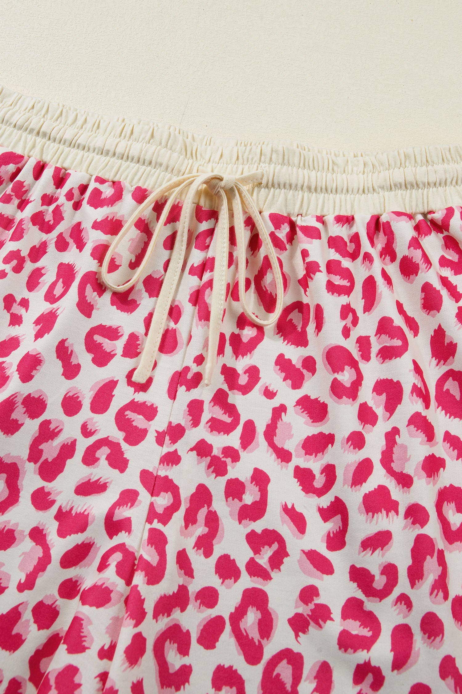 Leopard Print V-Neck Collar 2pcs Short Set | Rose, Khaki & Brown