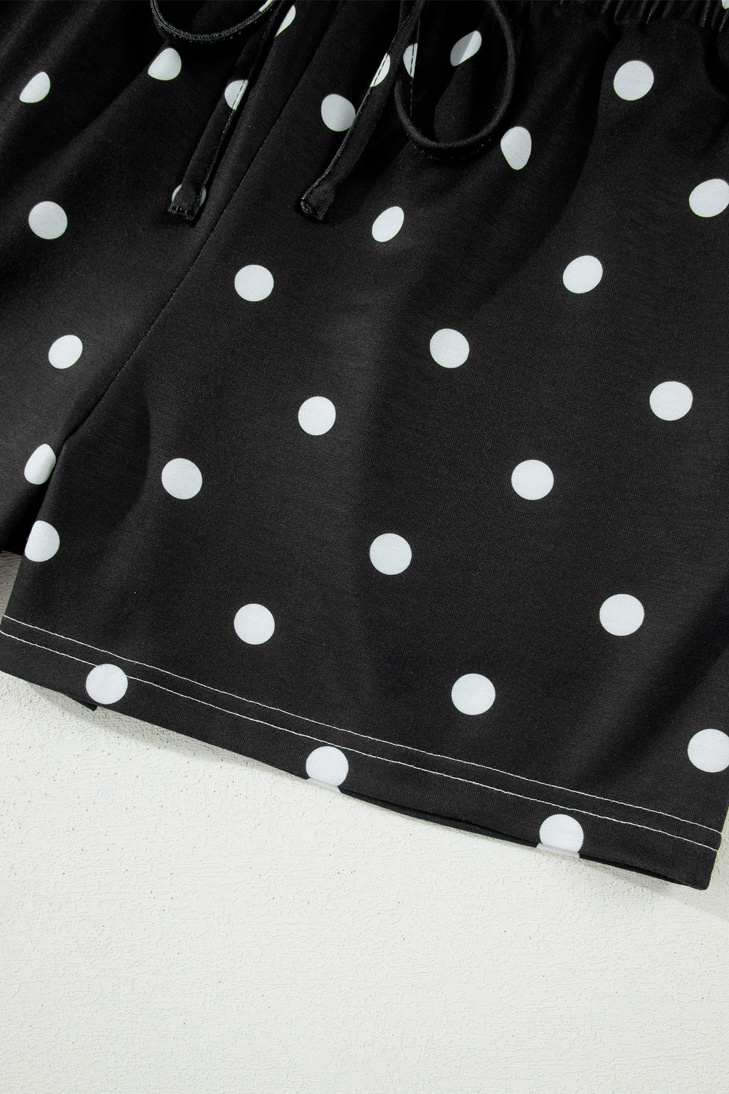 LivelyLooks White Polka Dot Exposed Seam Loose Tee & Drawstring Shorts Set S-XL women's fashion