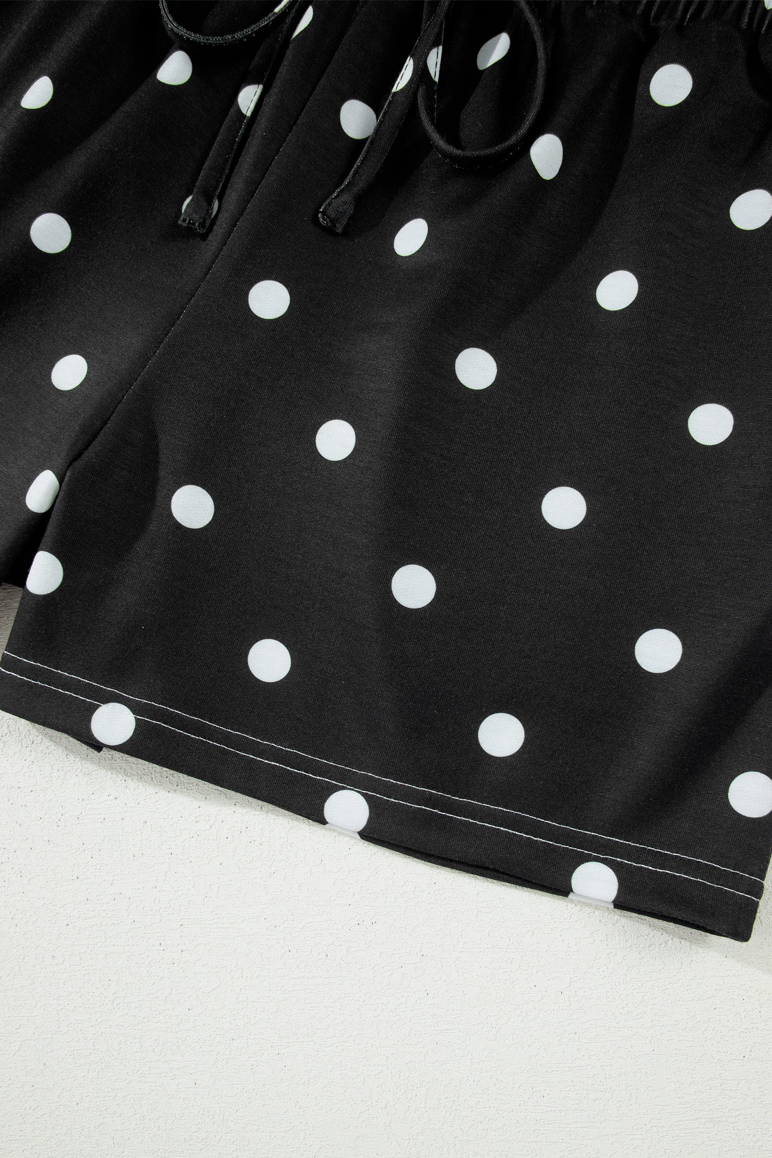 LivelyLooks White Polka Dot Exposed Seam Loose Tee & Drawstring Shorts Set S-XL women's fashion