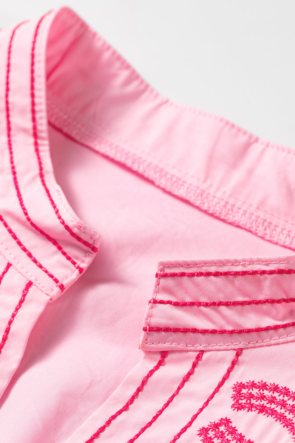 Pink Boho Embroidered Puff Sleeve Cotton Blouse | Sizes 8-22