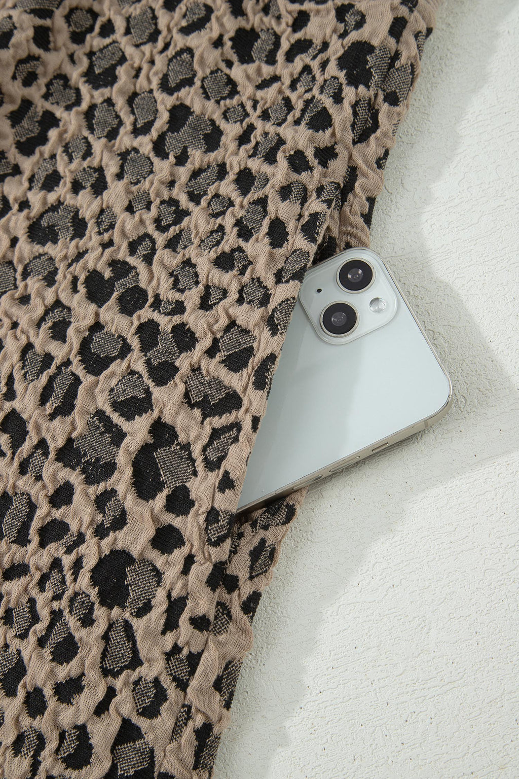 Women's Khaki Leopard Textured Sleeveless Mini Dress with Pockets at LivelyLooks