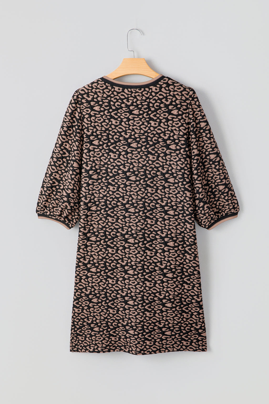 Women's Black Leopard Print Bubble Sleeve Shift Mini Dress at LivelyLooks