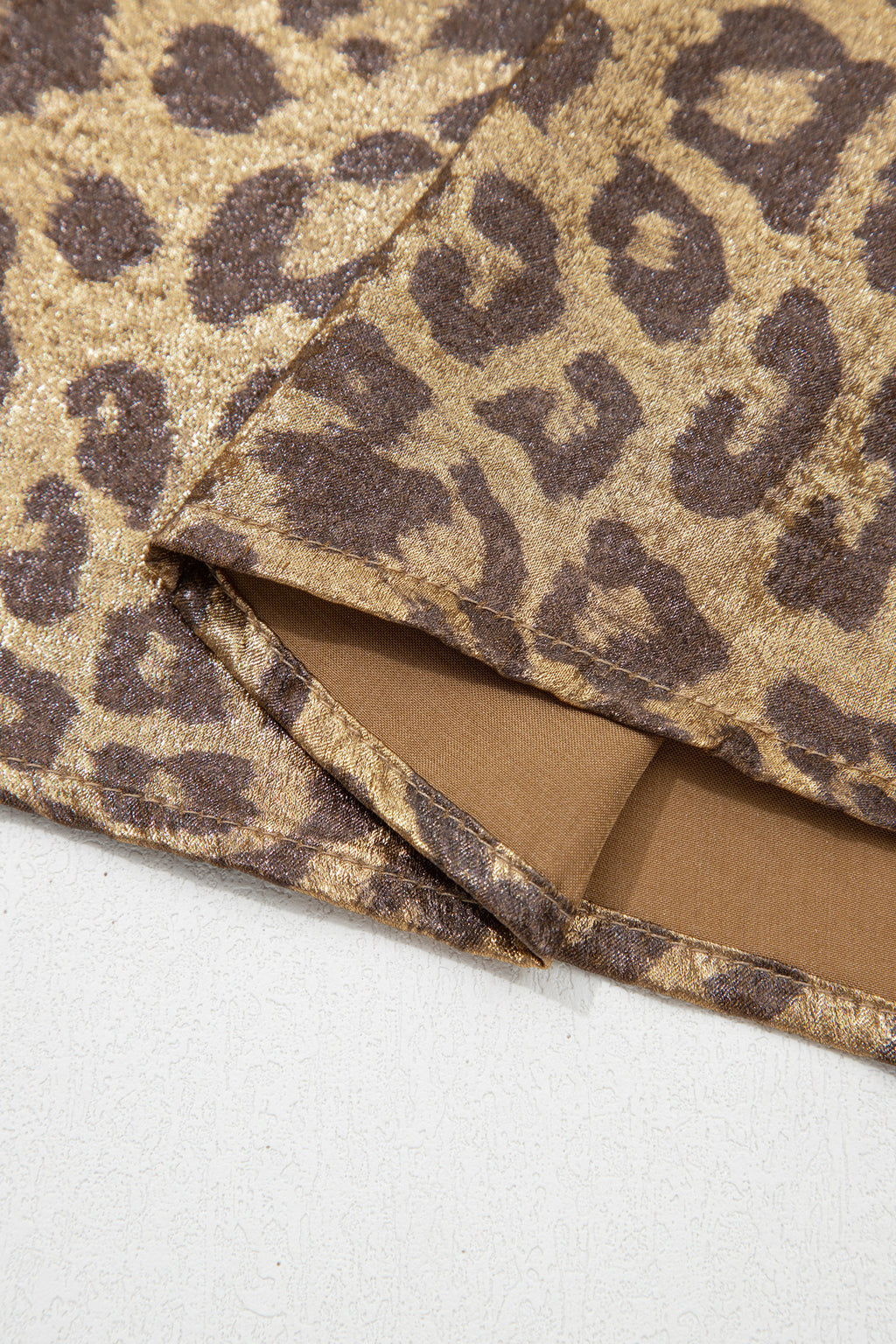 Gold Half Sleeve Metallic Leopard Print Blouse | UK 12–20