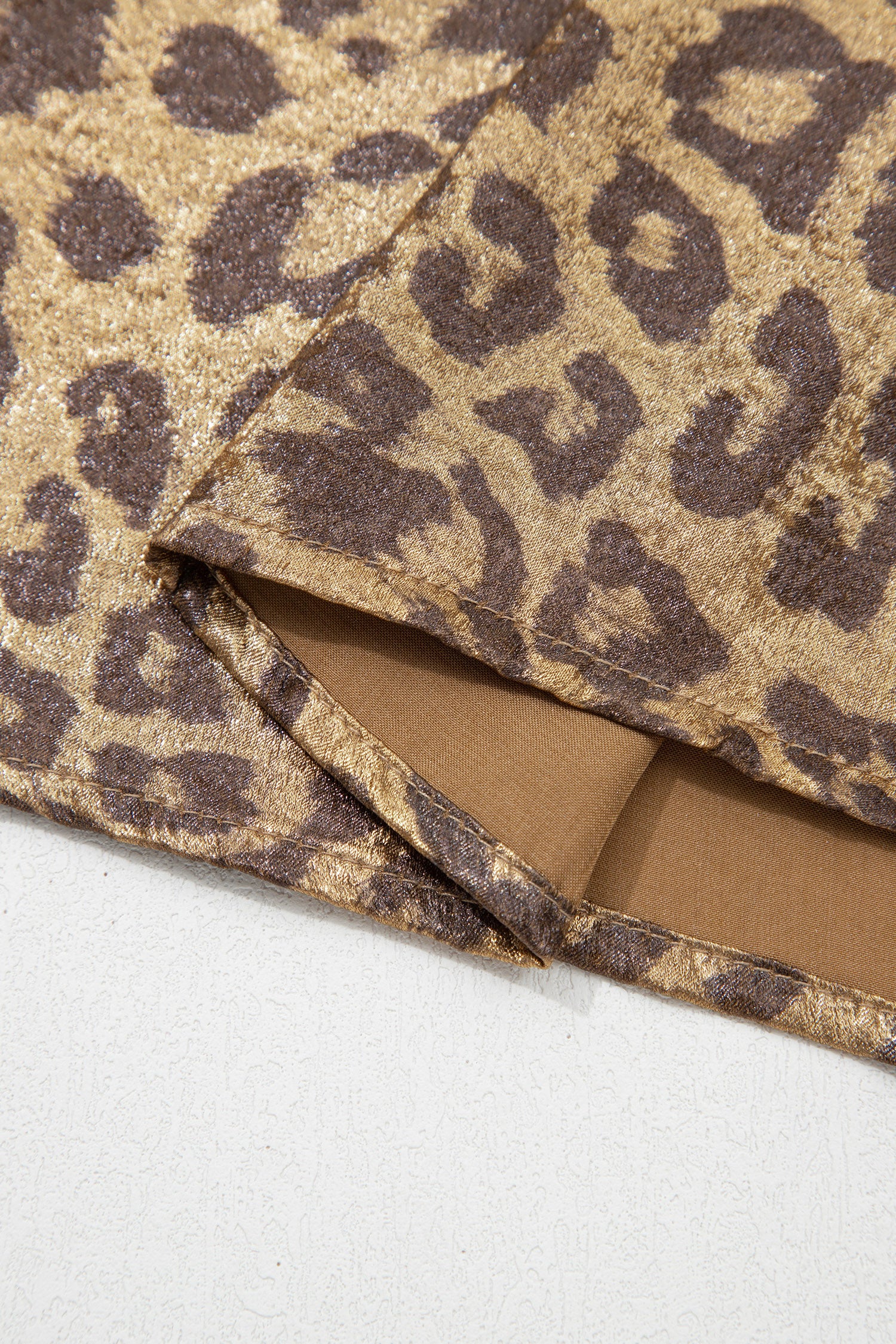 Gold Half Sleeve Metallic Leopard Print Blouse | UK 12–20