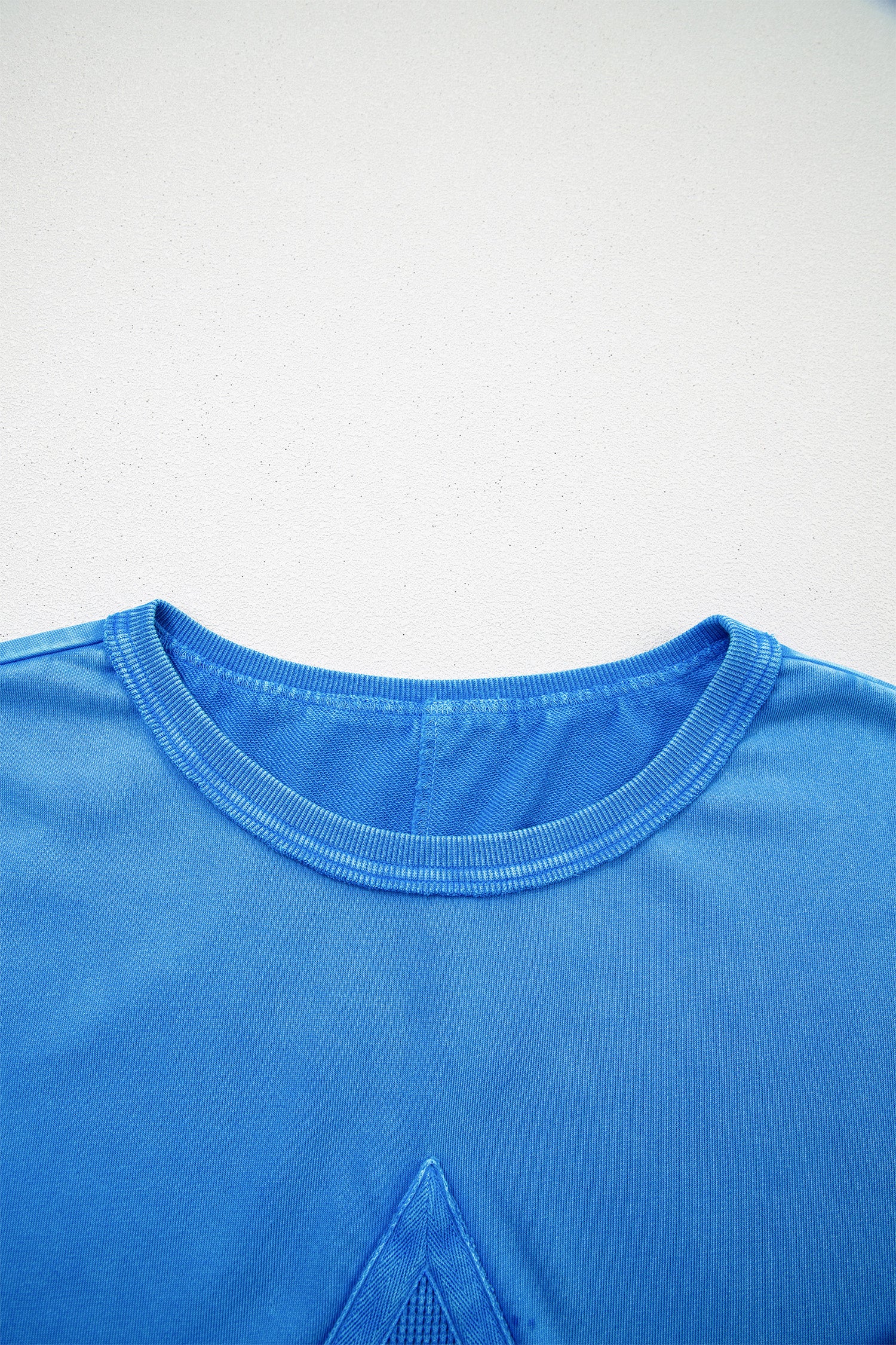 Blue Mineral Wash Star Mesh Patchwork Oversized Tee