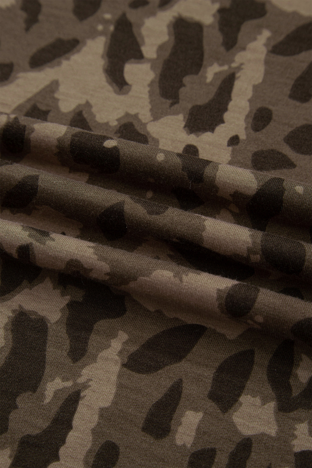 Leopard Print Raw Seam Pullover & Wide Leg Pant Set | Brown & Grey