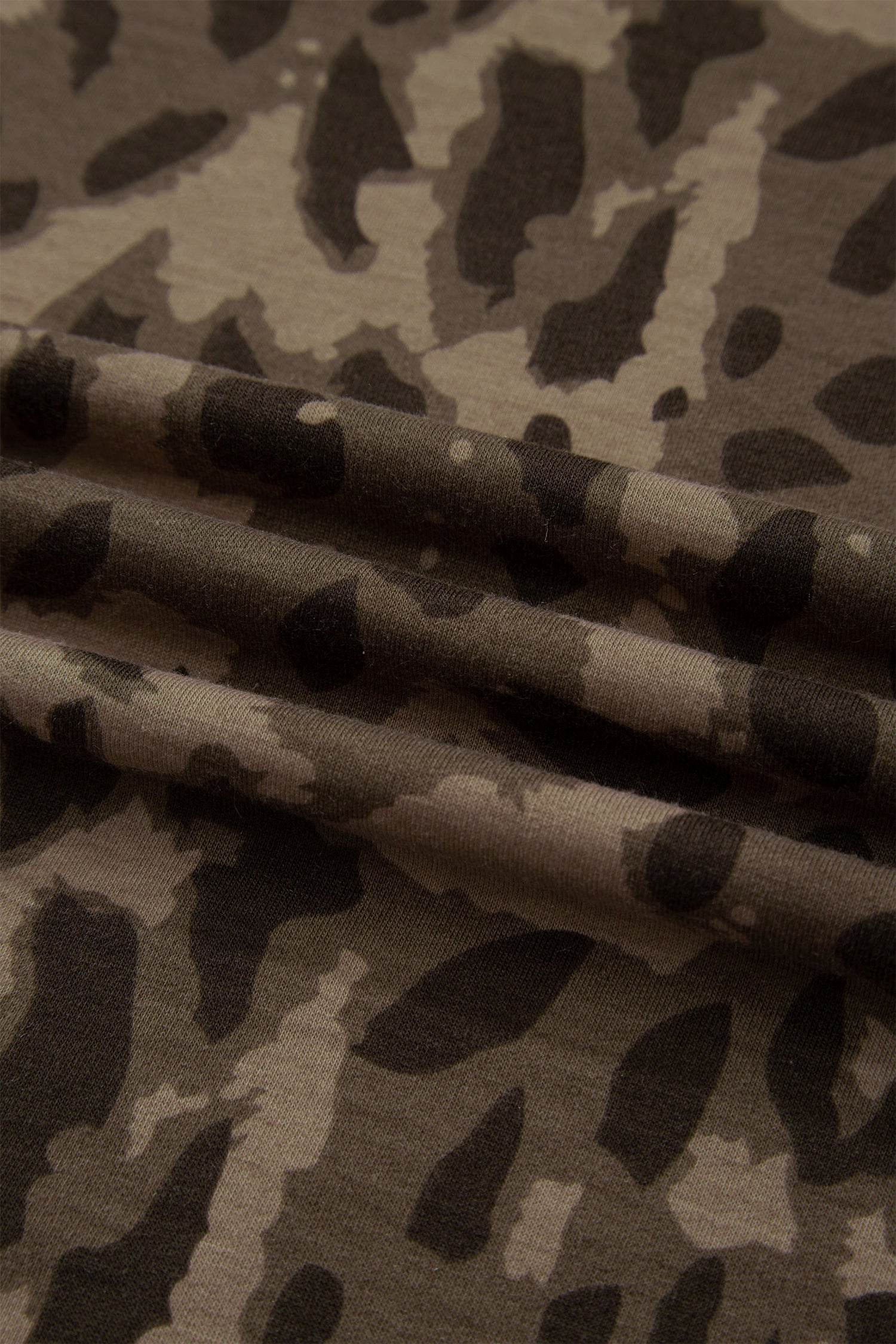Leopard Print Raw Seam Pullover & Wide Leg Pant Set | Brown & Grey