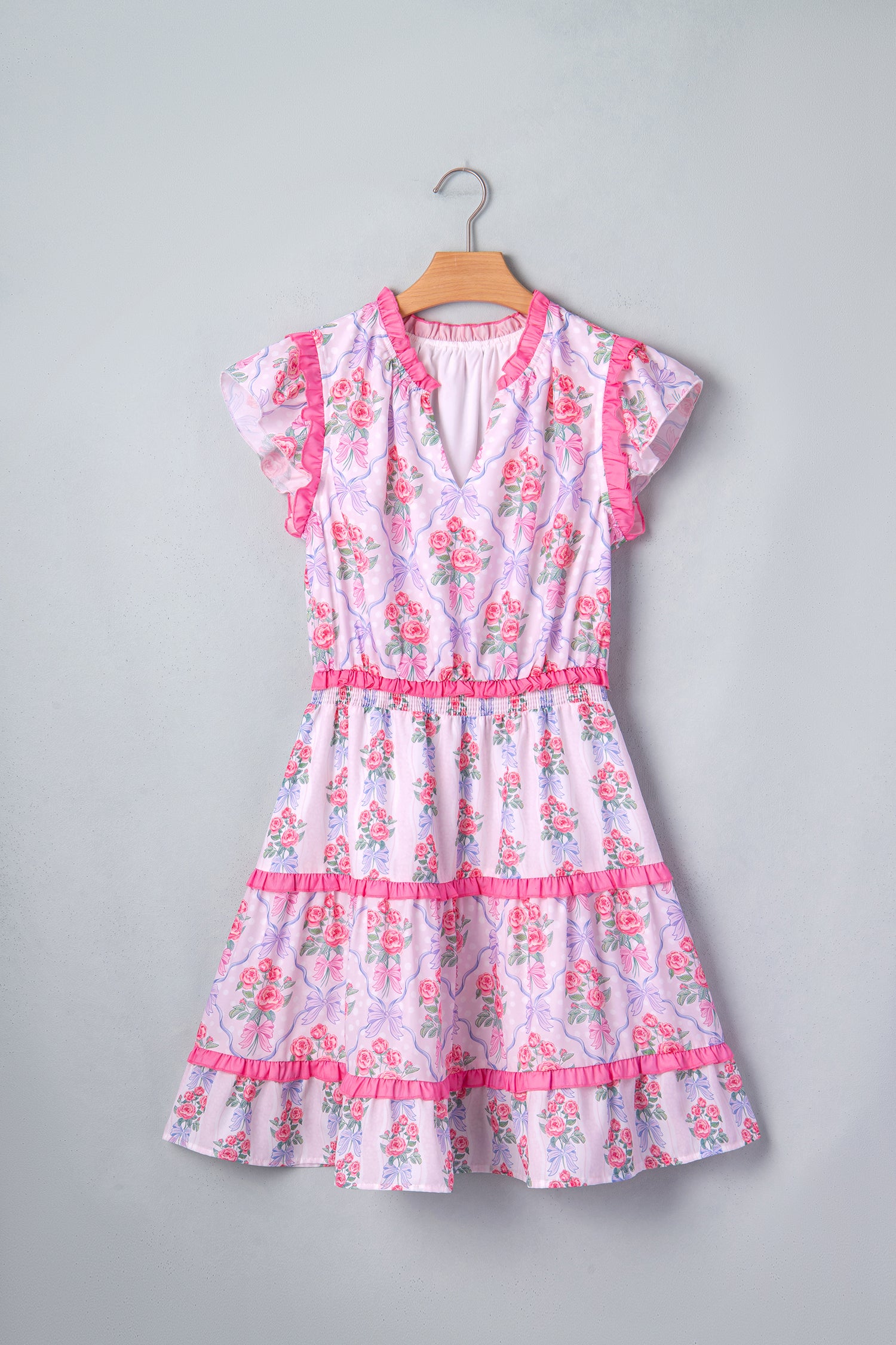 Purple Tiered Ruffle Sleeveless Summer Floral Mini Dress S-XL