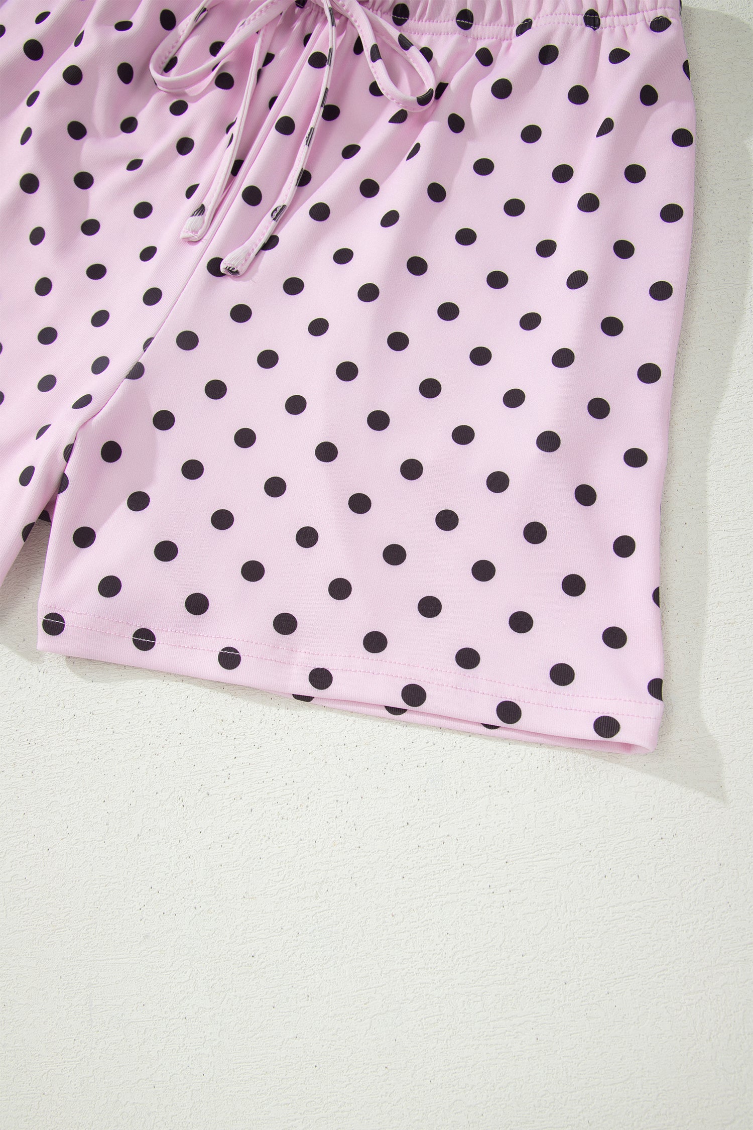 Polka Dot Halter Co-ord Short Set Drawstring Elastic Waist | Brown & Pink