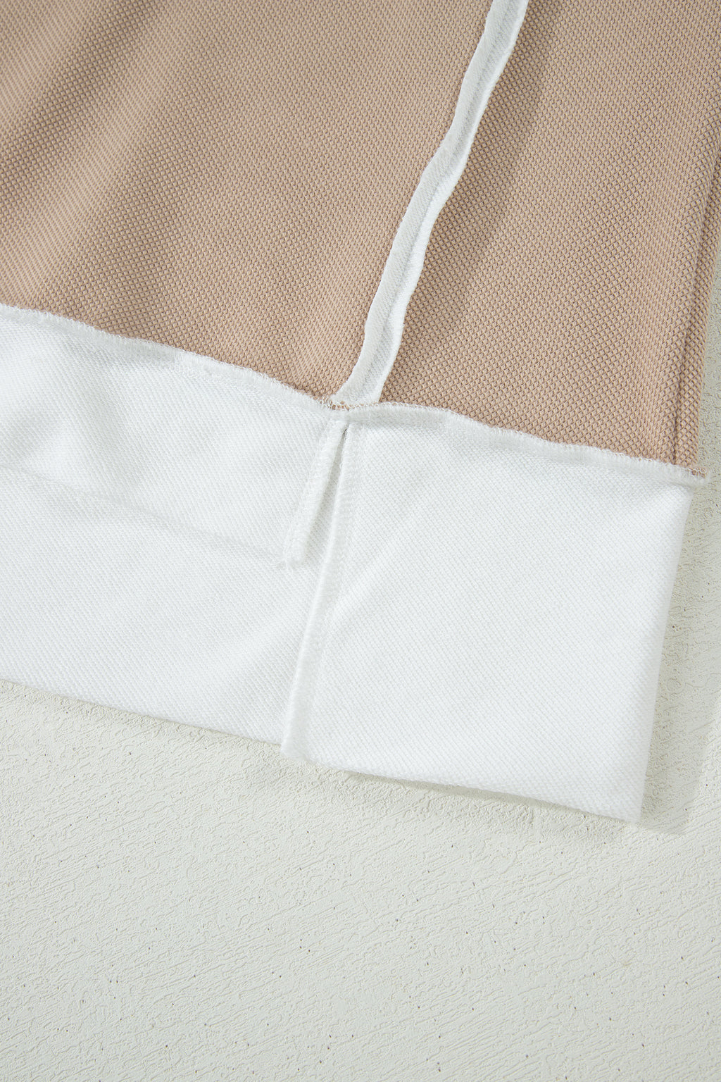 Beige Raw Edge Colour Block Oversized Tee & Drawstring Shorts Co-ord Set