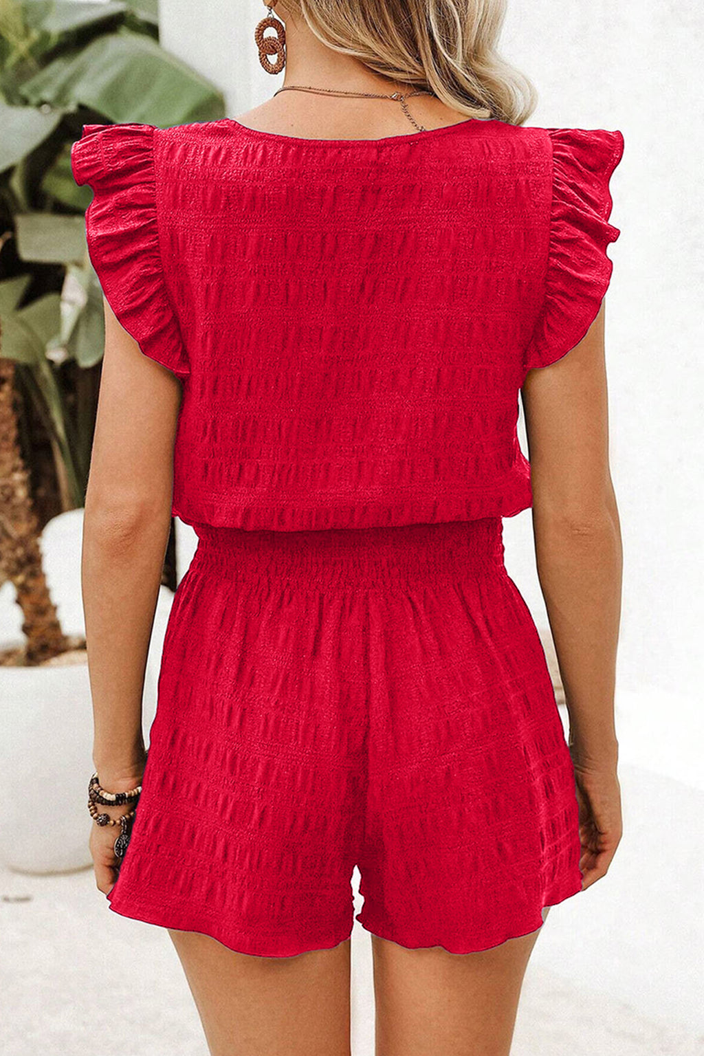Textured Square Neck Top & Shirred High Waist Shorts Set | 5 Colours | UK 8–22