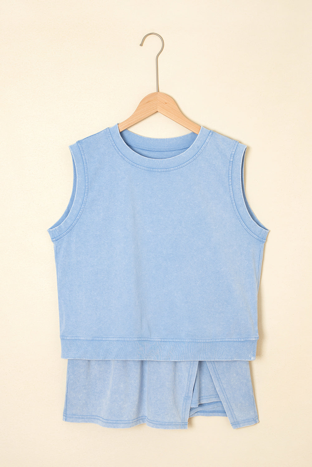LivelyLooks Blue Mineral Wash Cotton Tank Top & Split Skirt Set | S-XL women's fashion