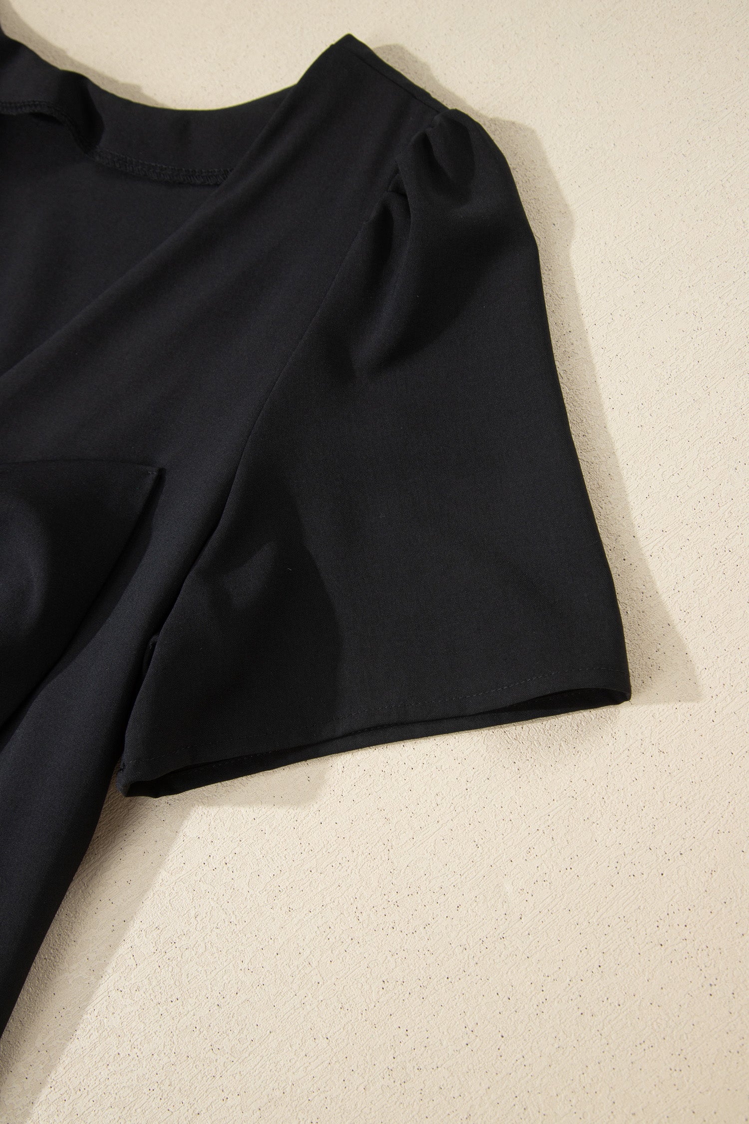 Black Bow Decor Backless Short Sleeve Shift Mini Dress S-XL