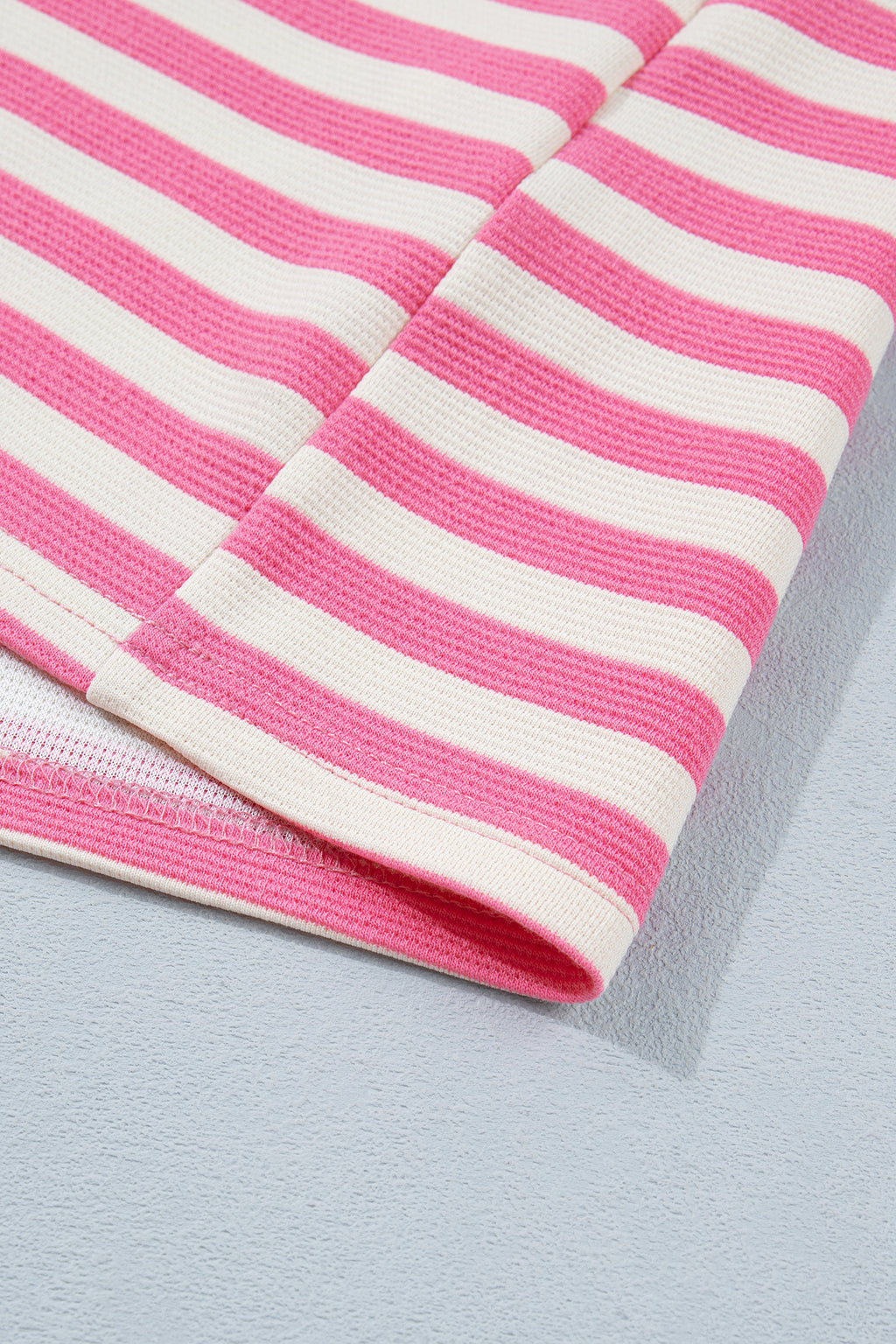 Pink Stripe Contrast Colourblock Short Sleeve Loose Tee