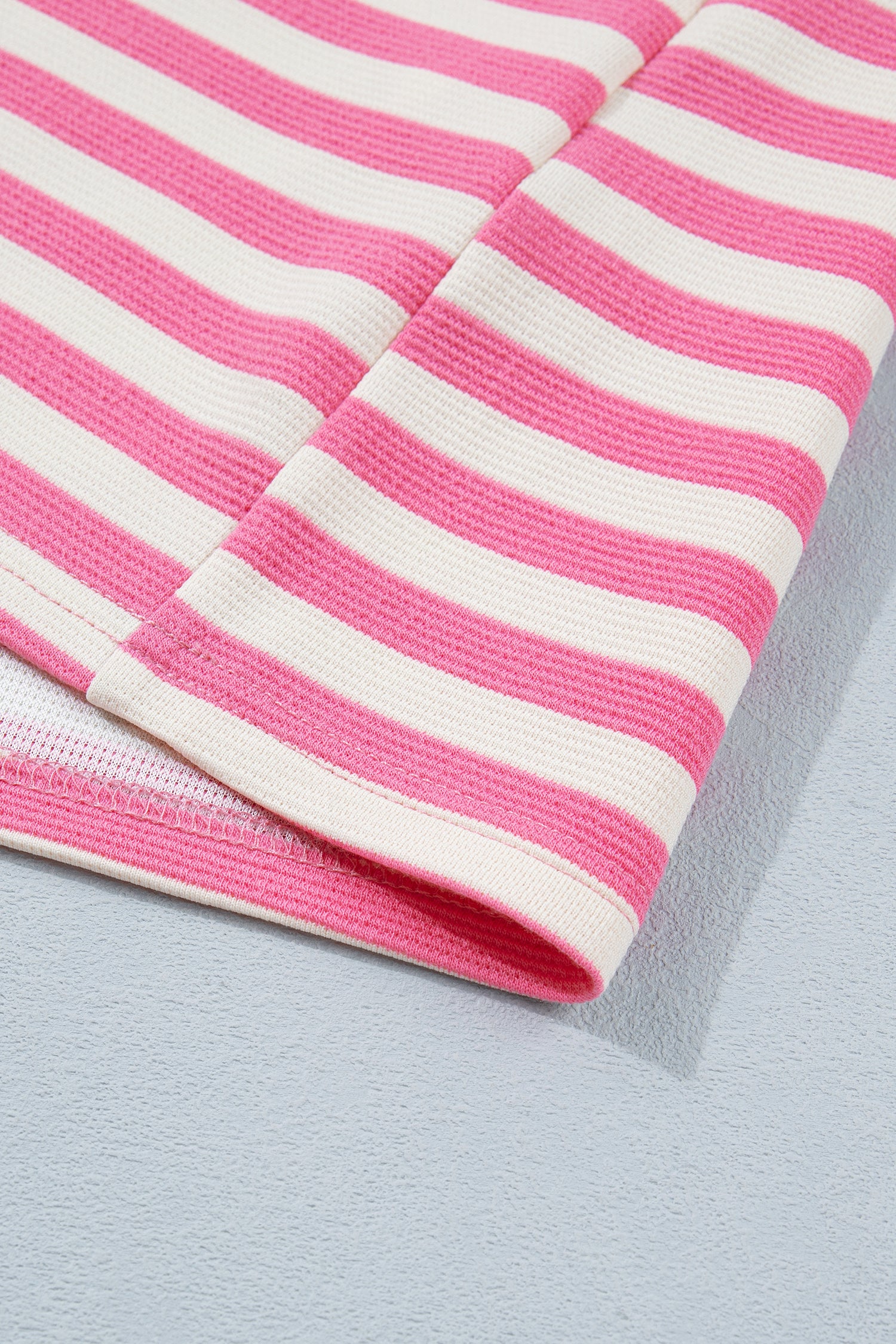 Pink Stripe Contrast Colourblock Short Sleeve Loose Tee